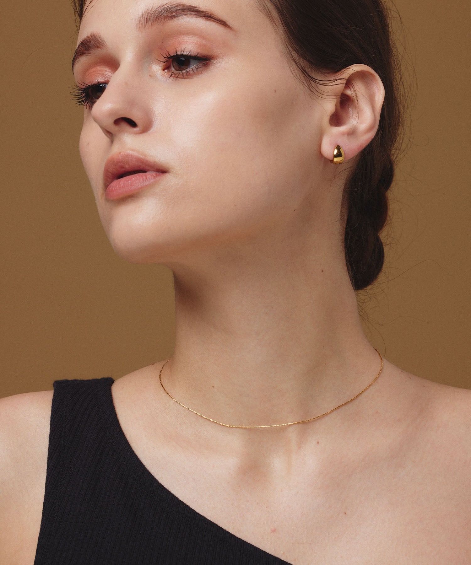 ゴールド 0.6mmチェーンネックレス/34cm 金属アレルギー対応 サージカルステンレス