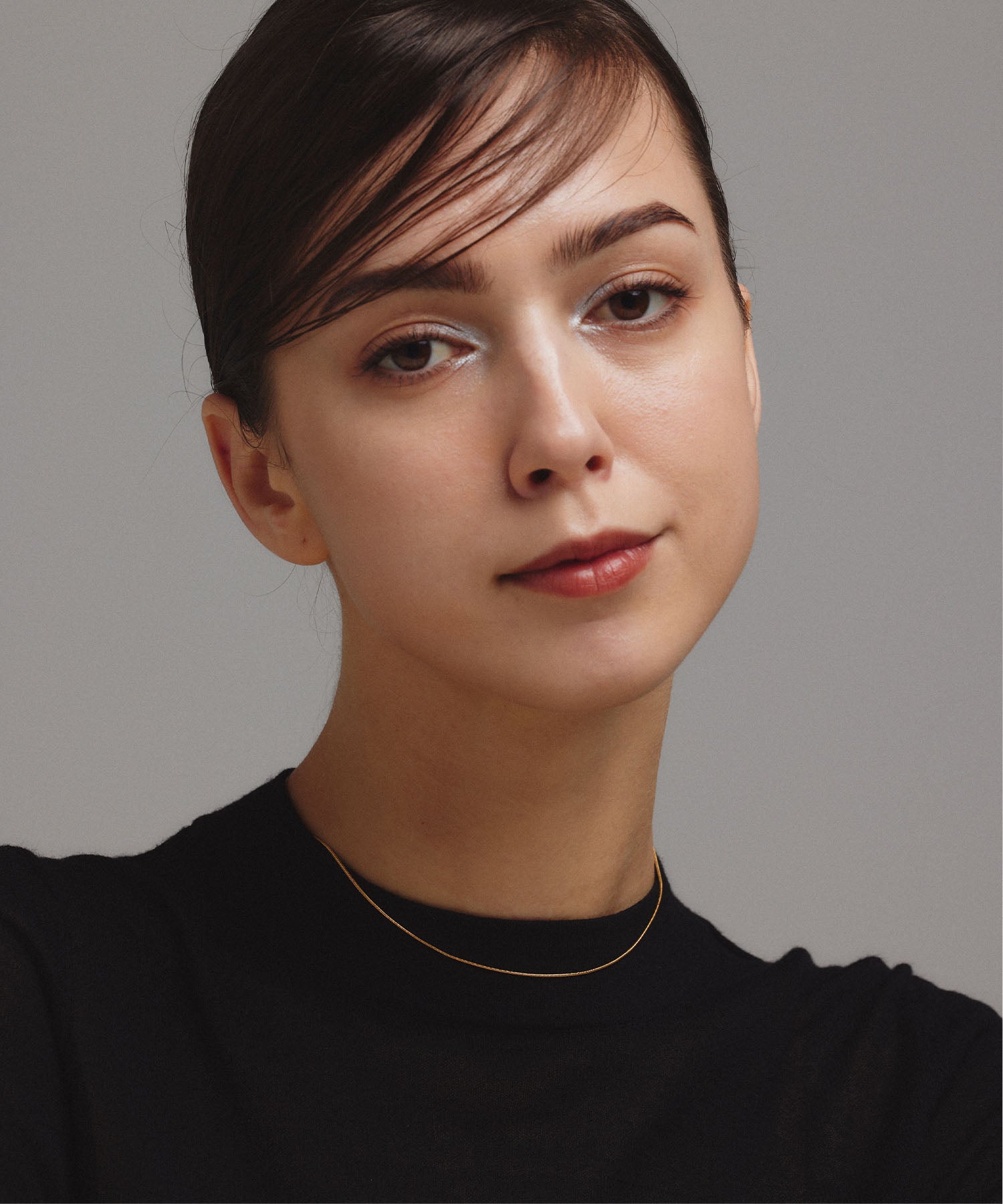 ゴールド 0.8mmスネークチェーンネックレス/34cm 金属アレルギー対応 サージカルステンレス