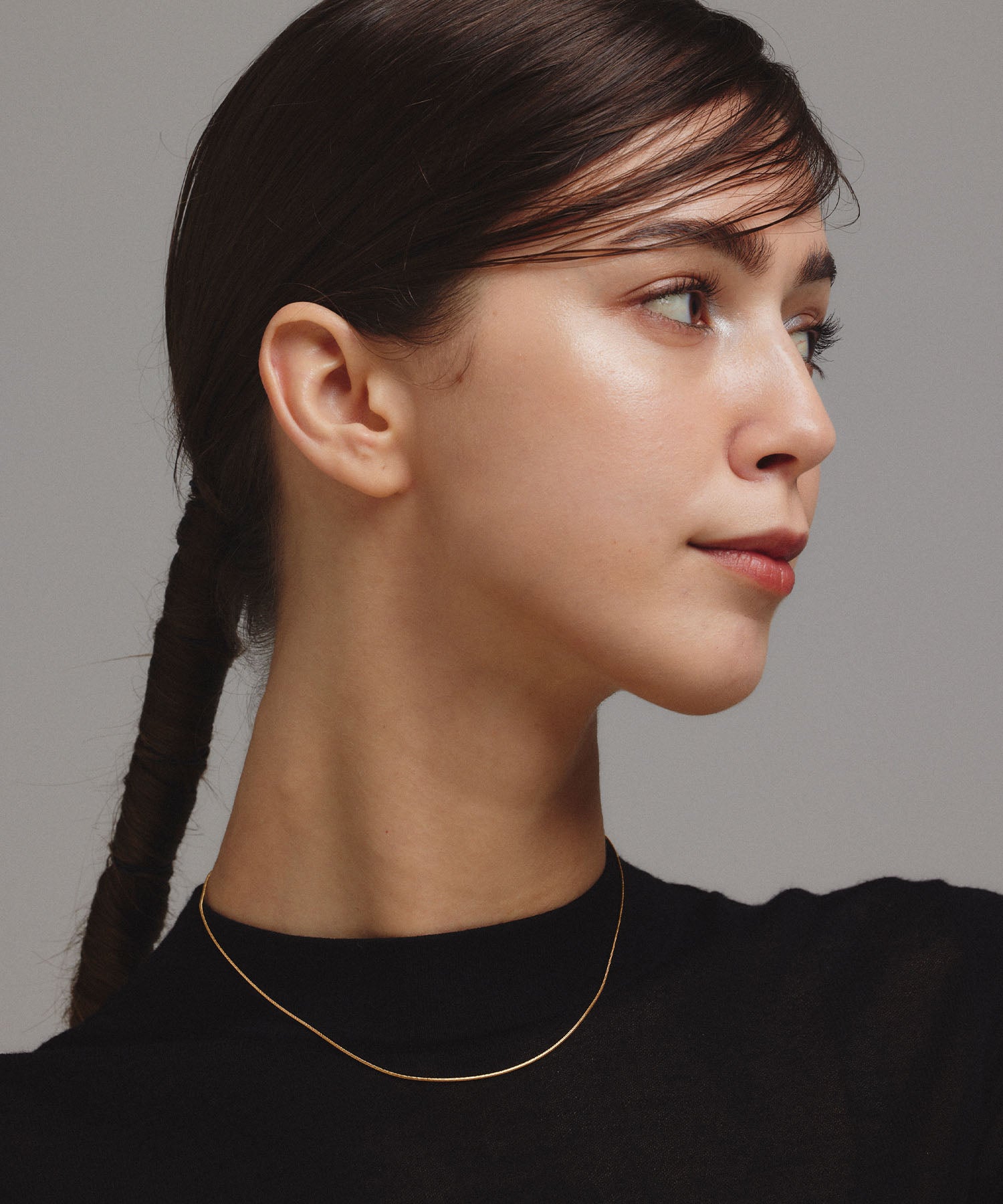 ゴールド 0.8mmスネークチェーンネックレス/45cm 金属アレルギー対応 サージカルステンレス