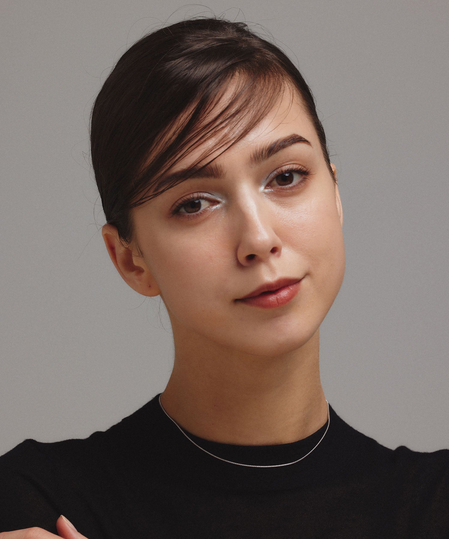 シルバー 0.8mmスネークチェーンネックレス/34cm 金属アレルギー対応 サージカルステンレス