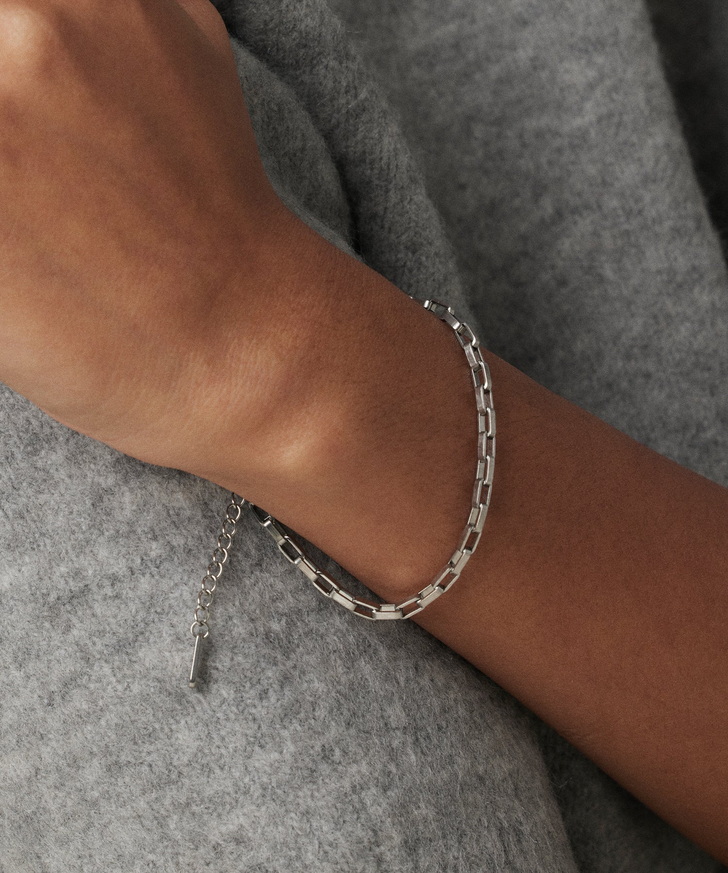 シルバー スクエアチェーンブレスレット 金属アレルギー対応 サージカルステンレス