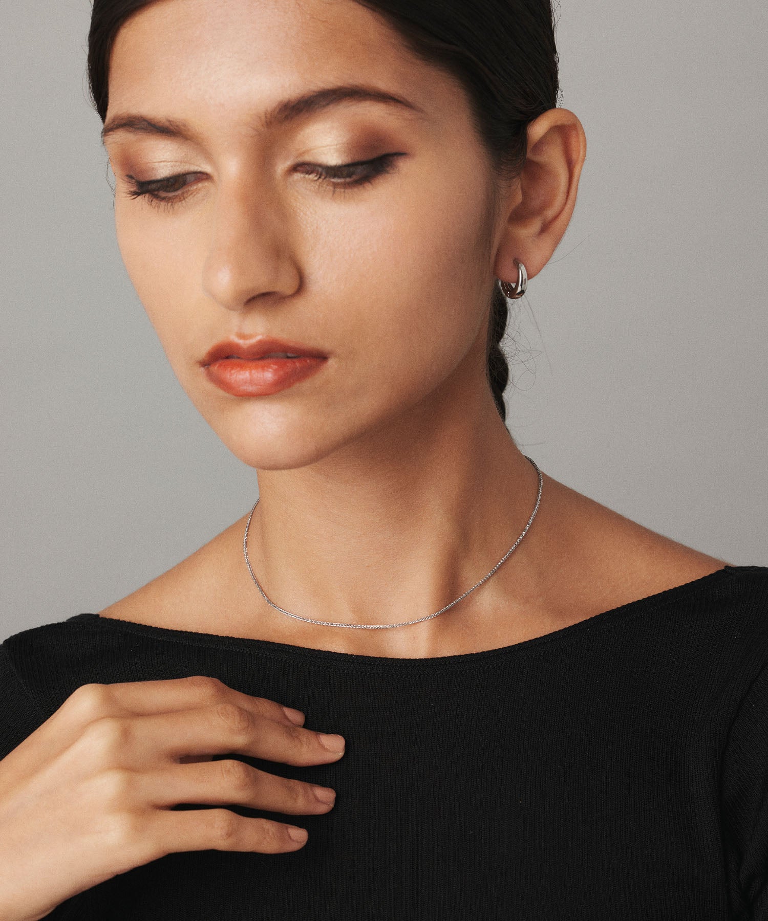 シルバー スクエアチェーンネックレス 金属アレルギー対応 サージカルステンレス