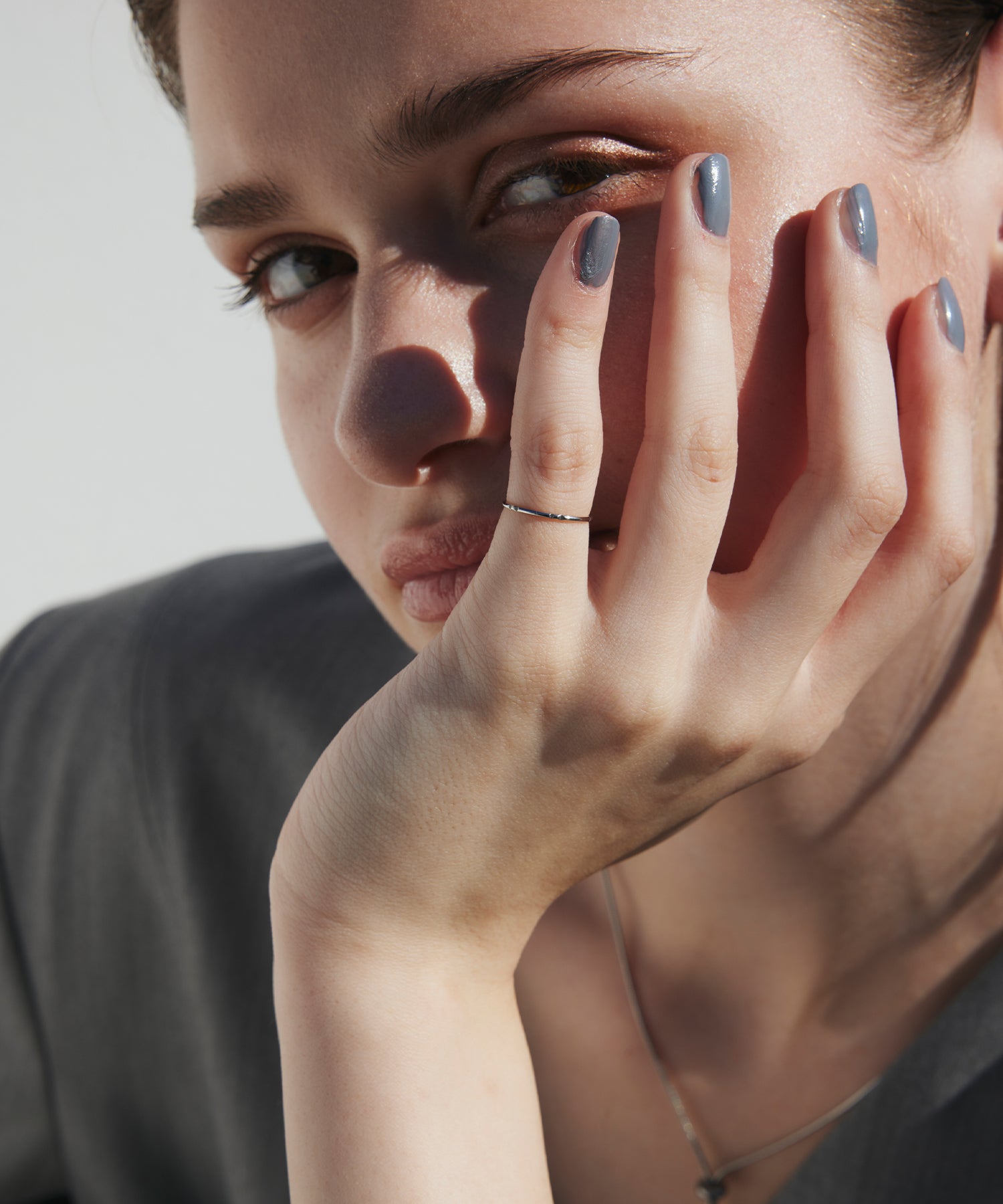 シルバー カットピンキーリング 金属アレルギー対応 サージカルステンレス