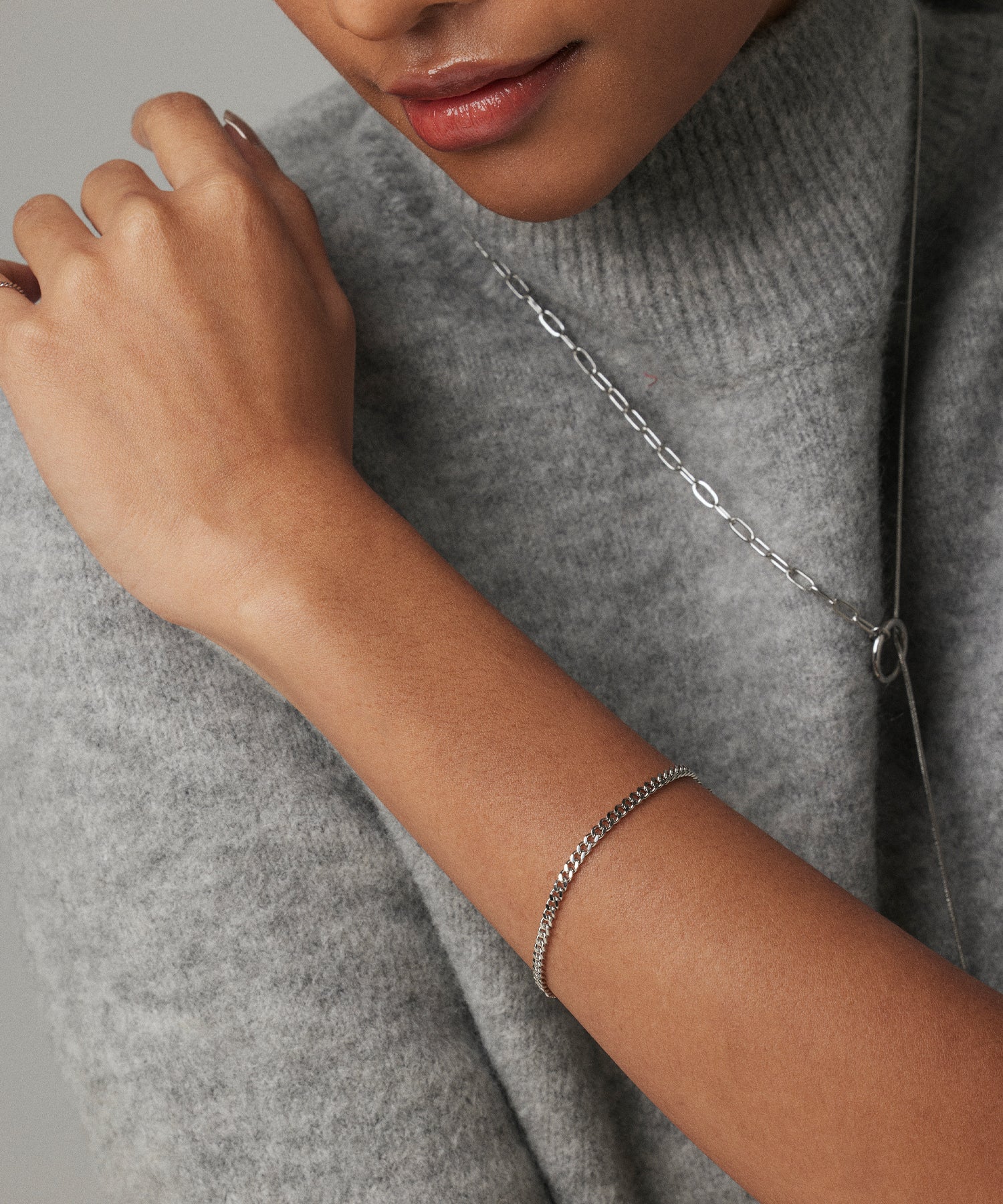 シルバー チェーンブレスレット/2.5mm 金属アレルギー対応 サージカルステンレス