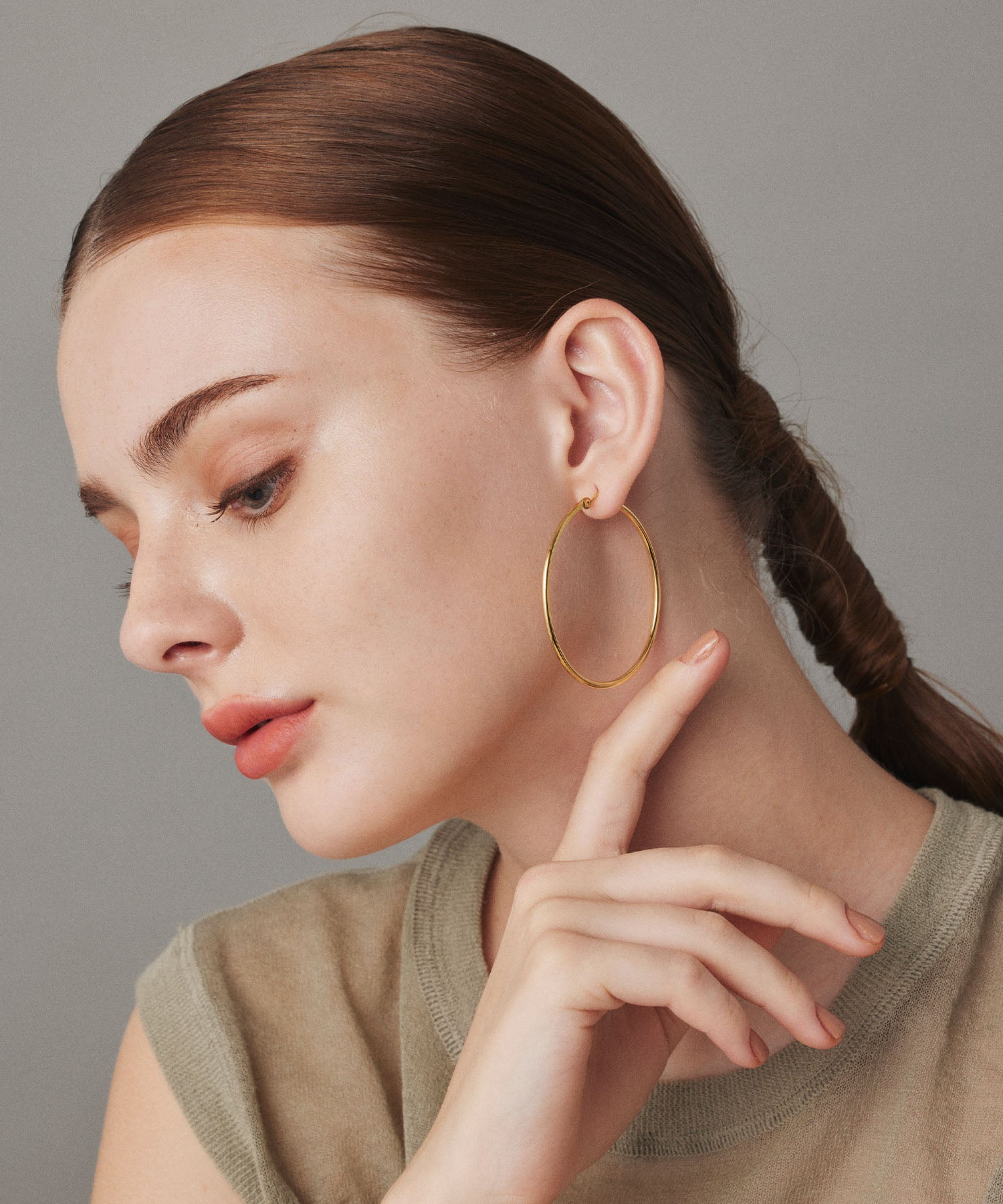 ゴールド ループピアス50mm 金属アレルギー対応 サージカルステンレス