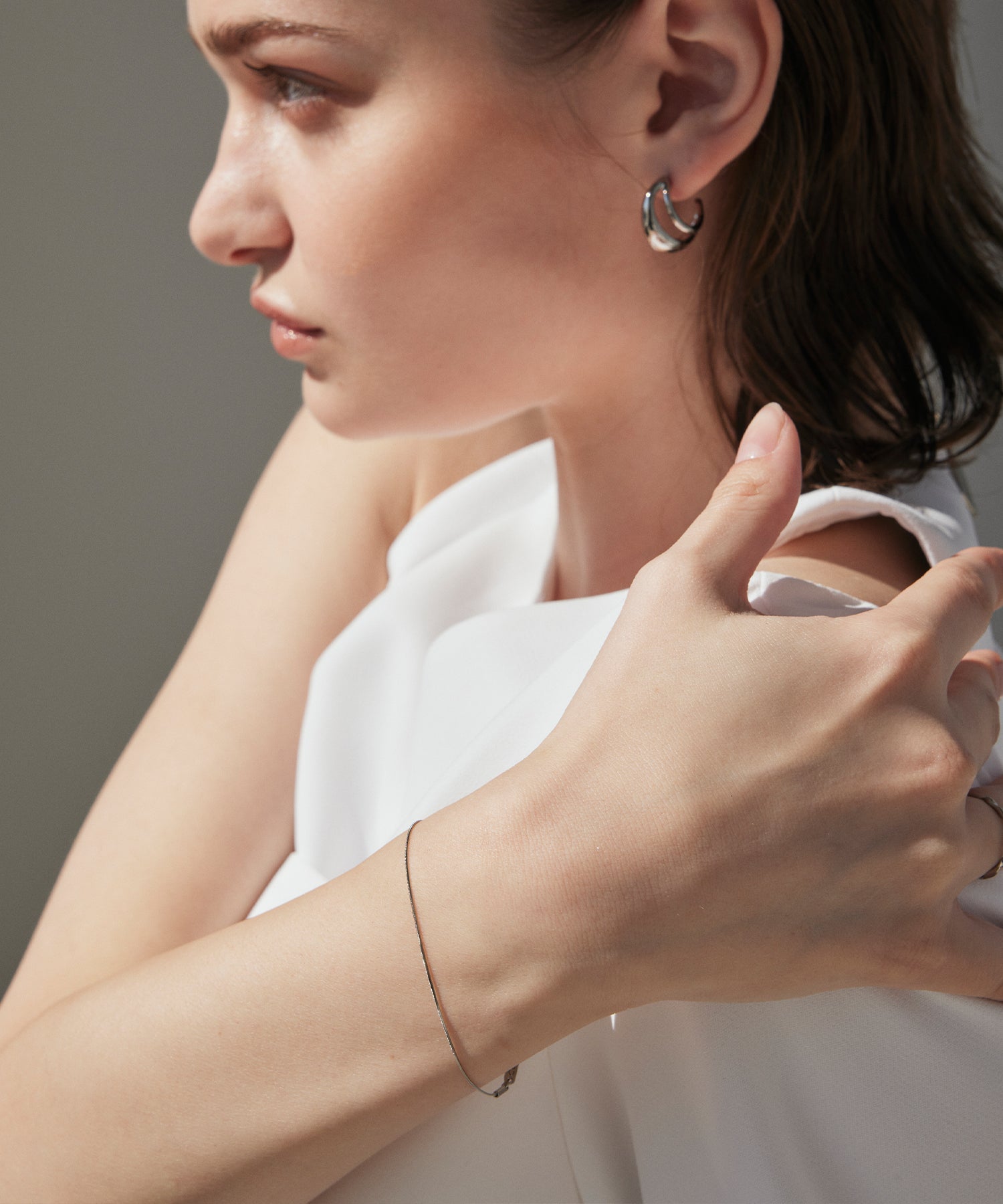 シルバー スクエアスネークチェーンブレスレット 金属アレルギー対応 サージカルステンレス