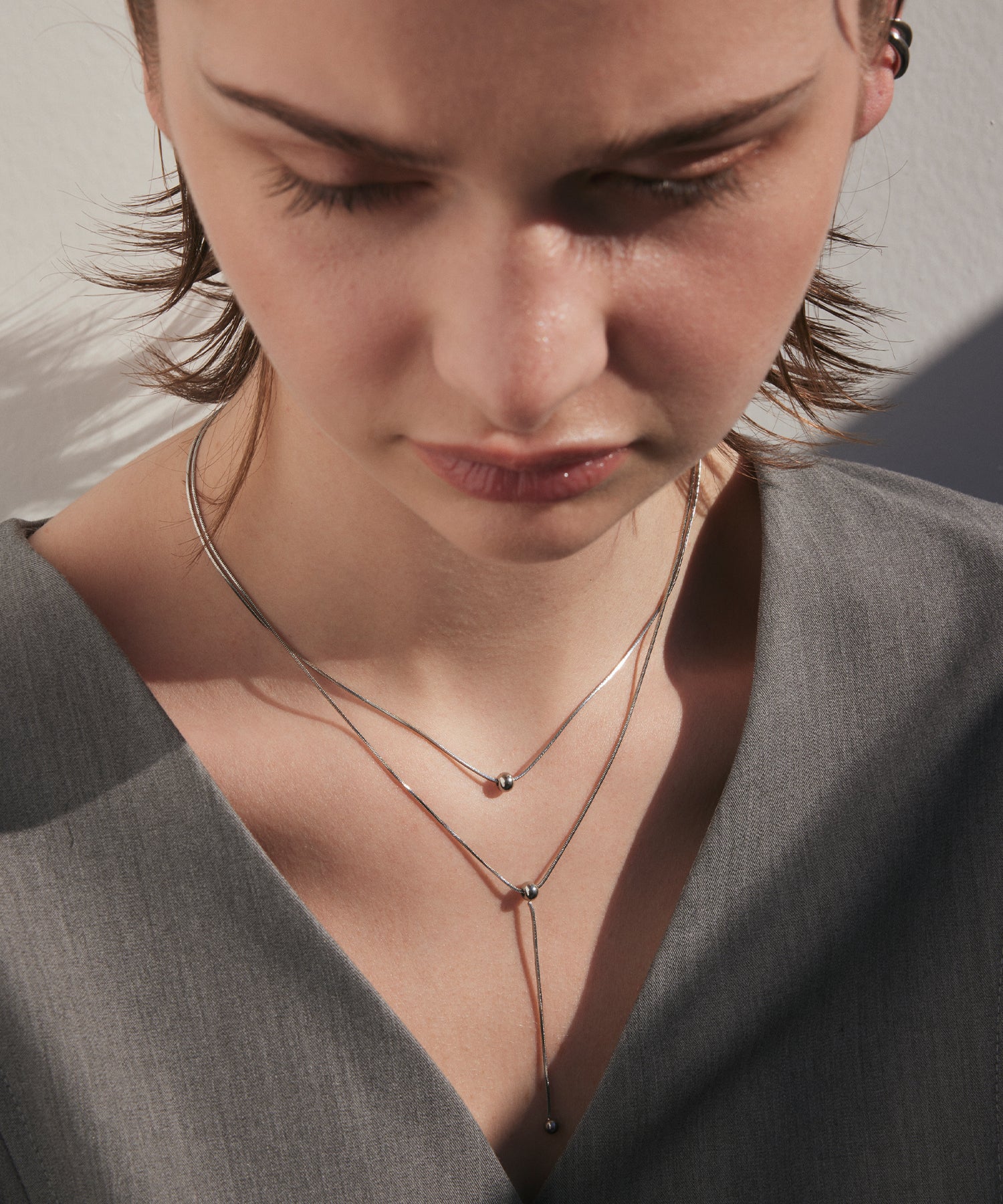 シルバー トリプルボールネックレス 金属アレルギー対応 サージカルステンレス