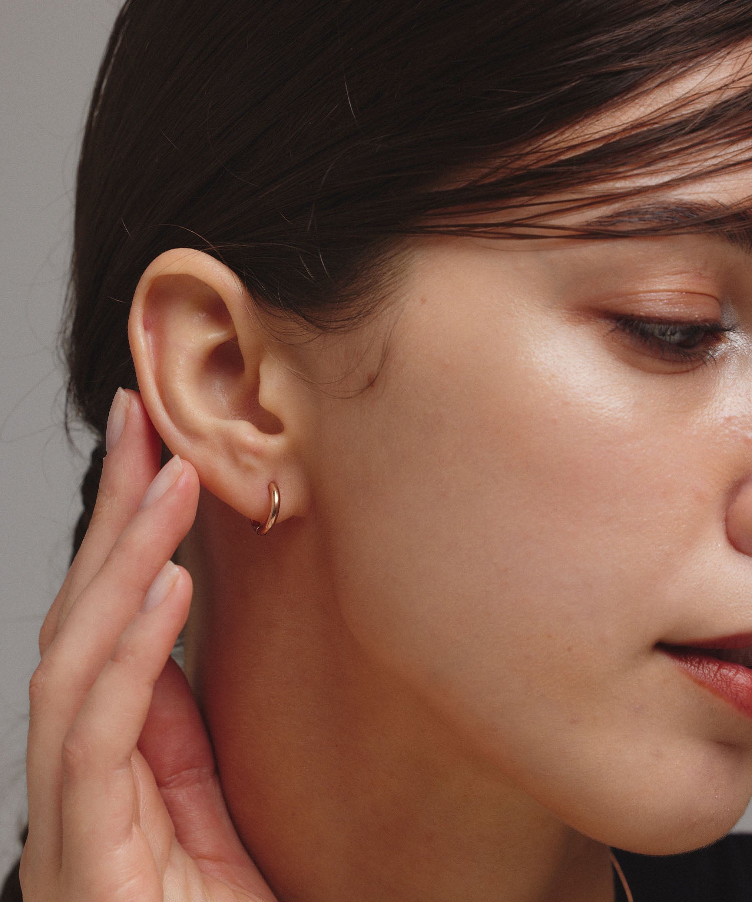 ピンクゴールド ワンタッチループピアス12mm 金属アレルギー対応 サージカルステンレス