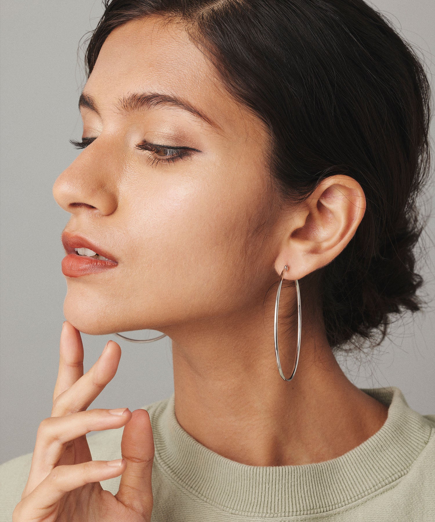 シルバー ループピアス60mm 金属アレルギー対応 サージカルステンレス