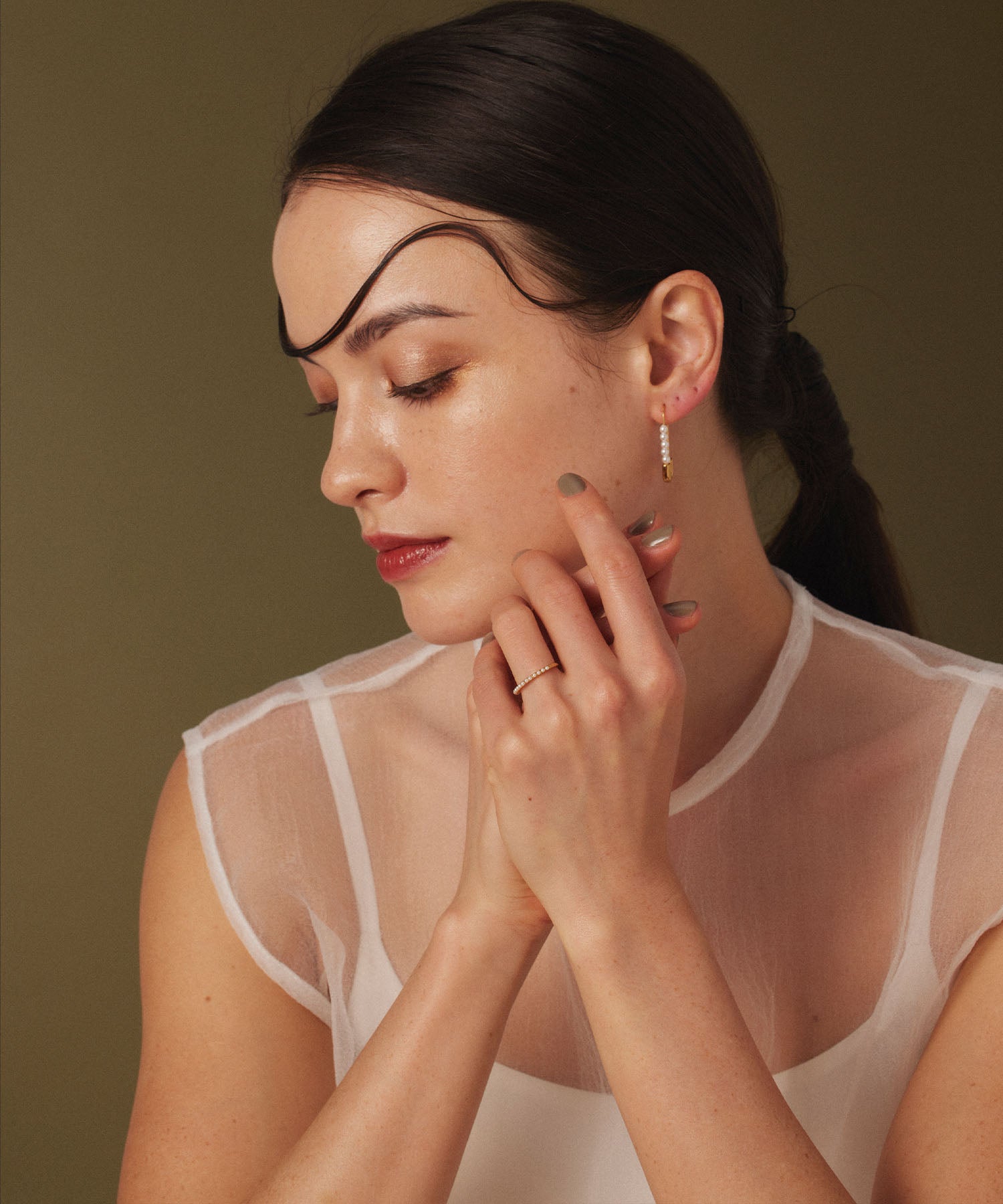 ゴールド ハーフエタニティリング 金属アレルギー対応 サージカルステンレス