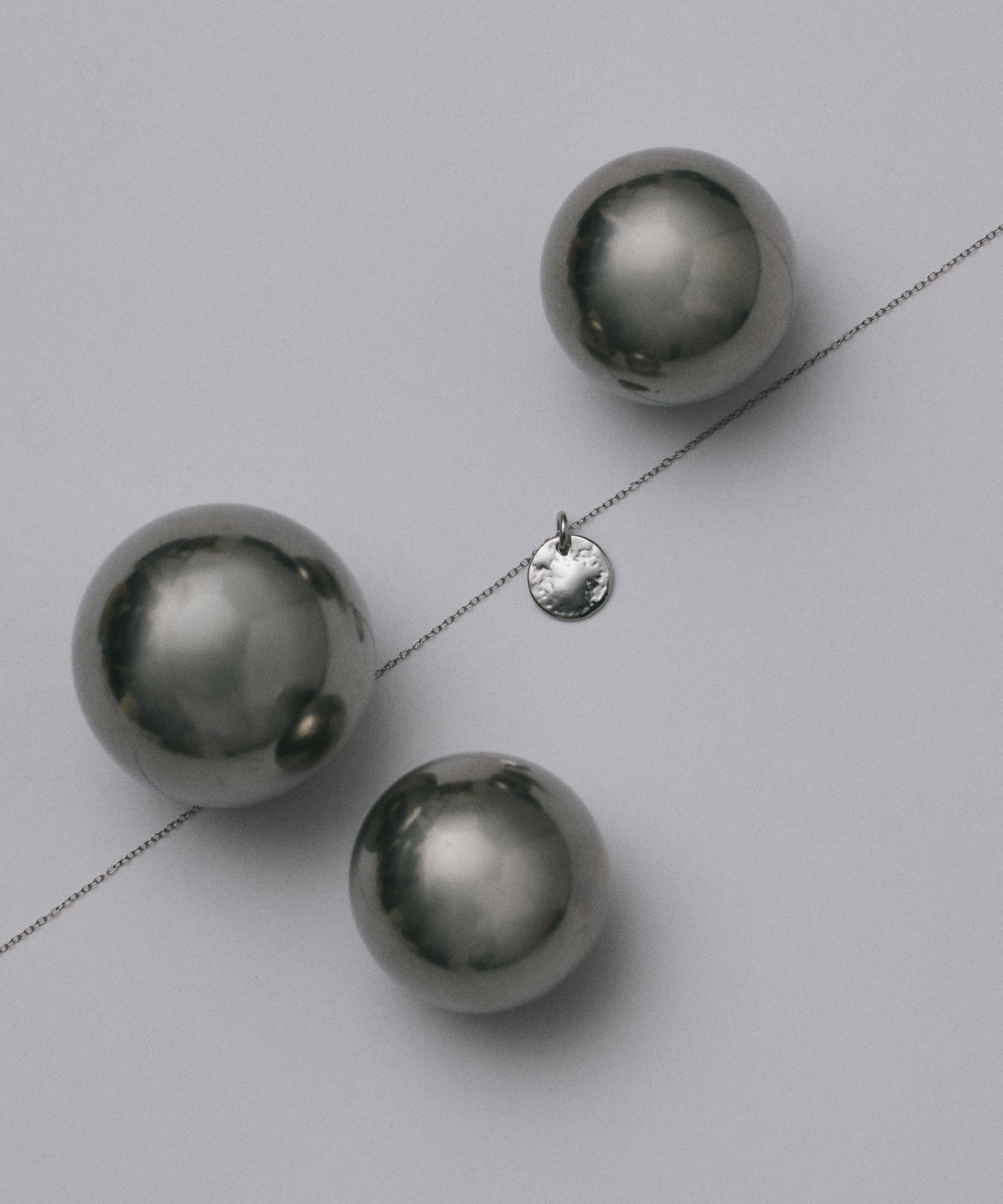 シルバー ムーンコインスライドネックレス 金属アレルギー対応 サージカルステンレス