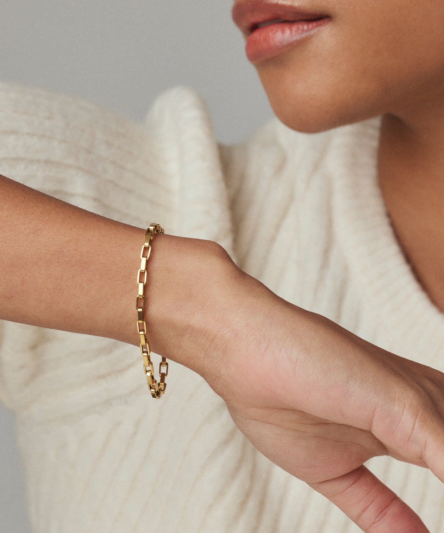 ゴールド スクエアチェーンブレスレット 金属アレルギー対応 サージカルステンレス