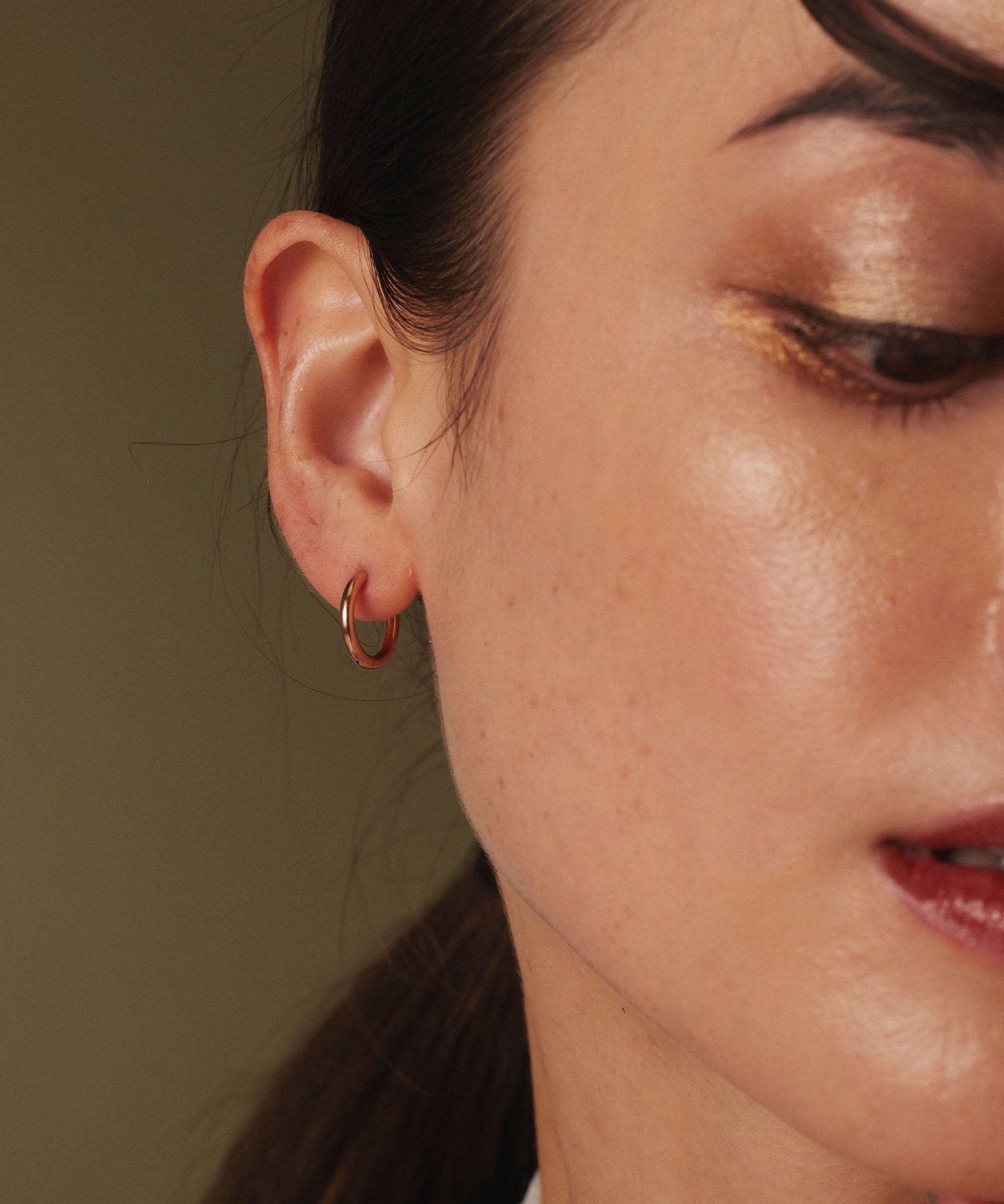 ピンクゴールド ワンタッチループピアス14mm 金属アレルギー対応 サージカルステンレス