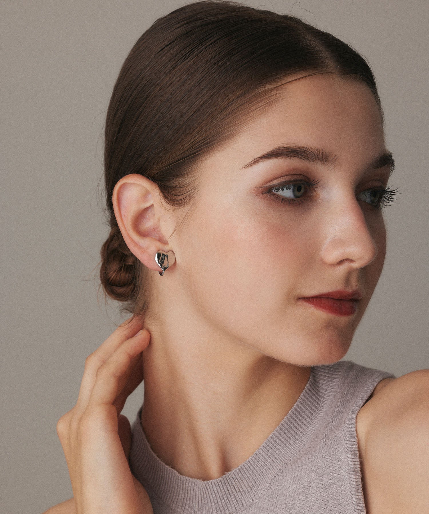 シルバー バンピーハートイヤリング 金属アレルギー対応 サージカルステンレス