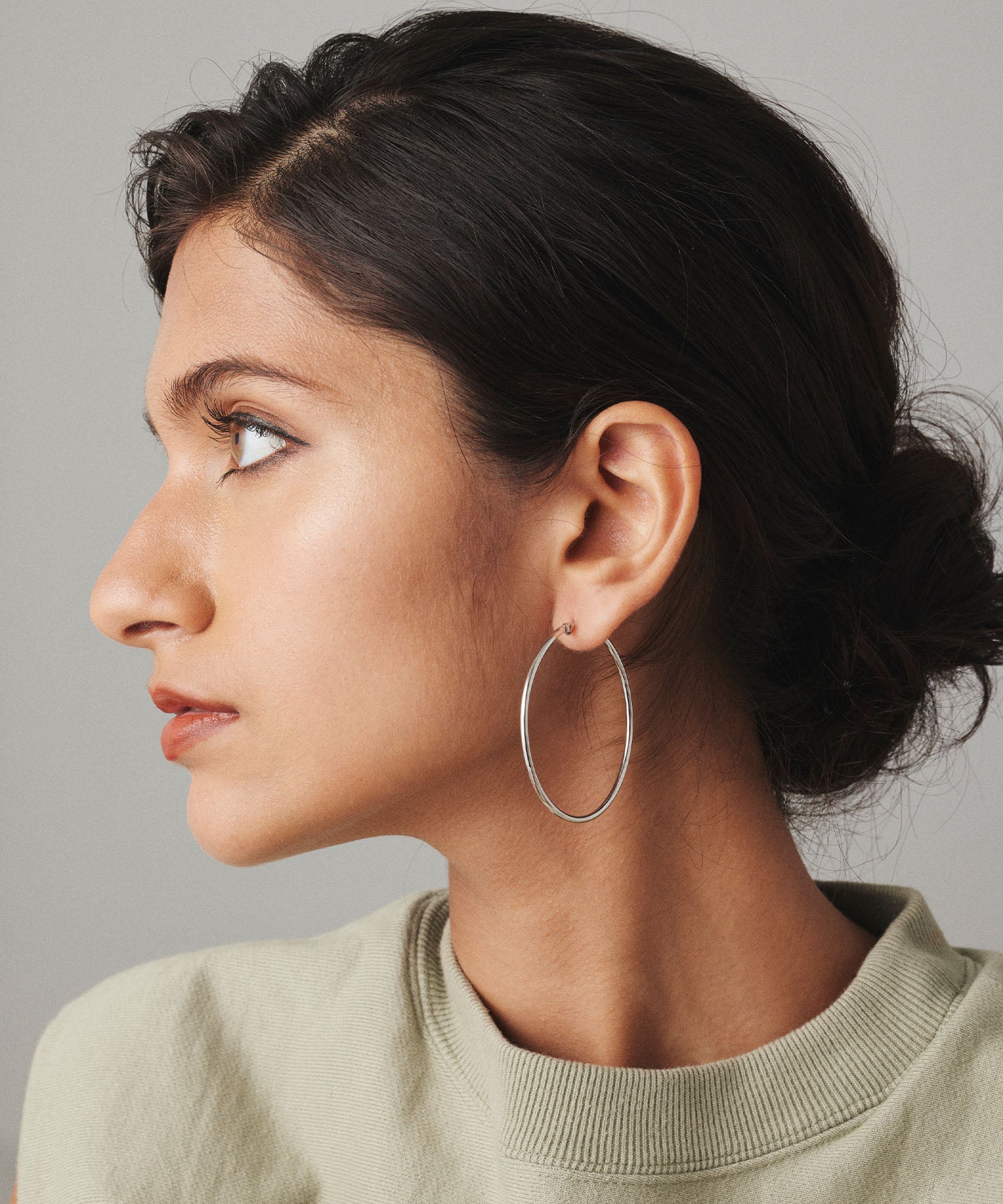 シルバー ループピアス50mm 金属アレルギー対応 サージカルステンレス