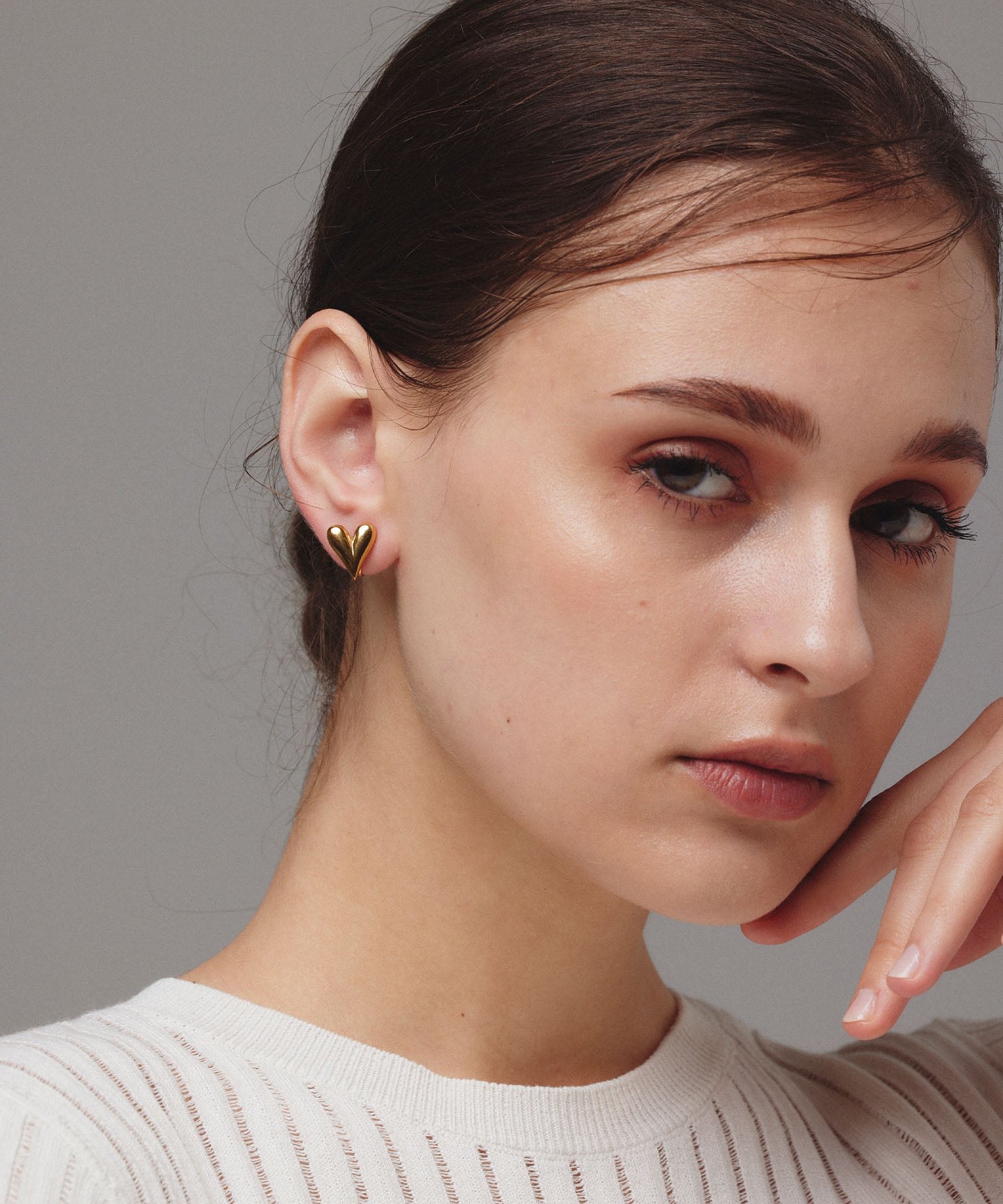 ゴールド シンプルハートイヤリング 金属アレルギー対応 サージカルステンレス