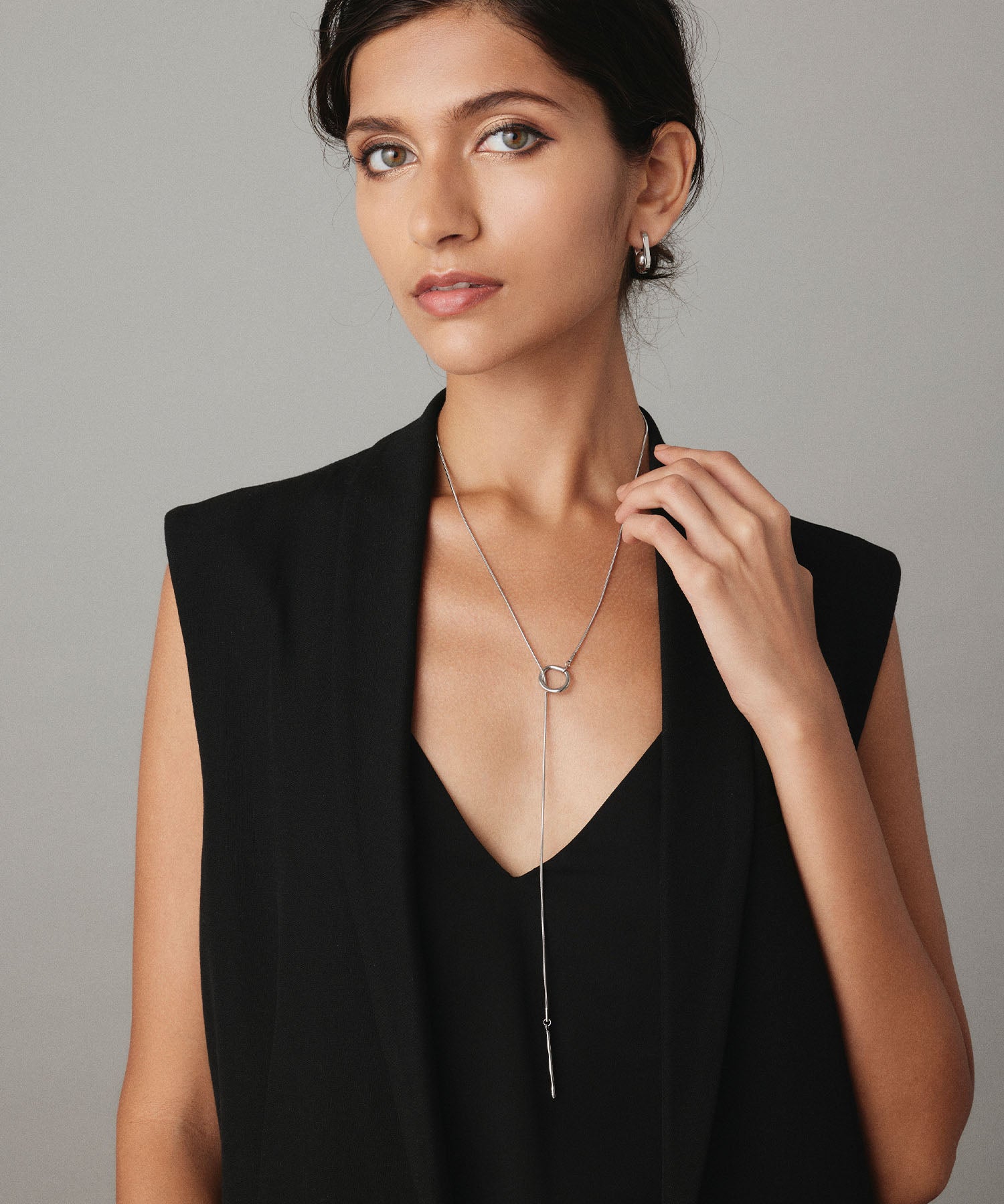 シルバー ニュアンスリングラリエット 金属アレルギー対応 サージカルステンレス