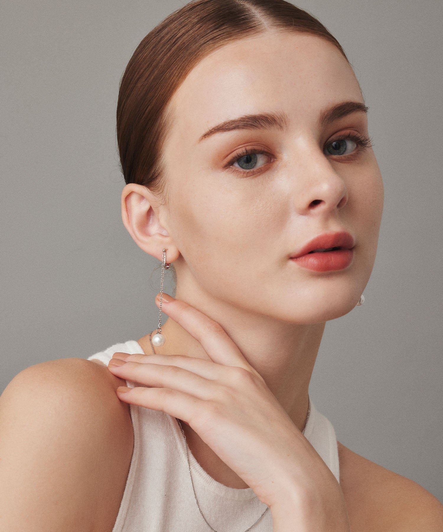 シルバー スイングパールイヤリング 金属アレルギー対応 サージカルステンレス