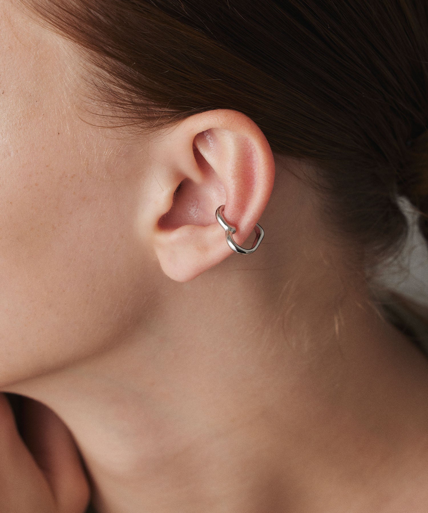 シルバー ハートイヤーカフ 金属アレルギー対応 サージカルステンレス