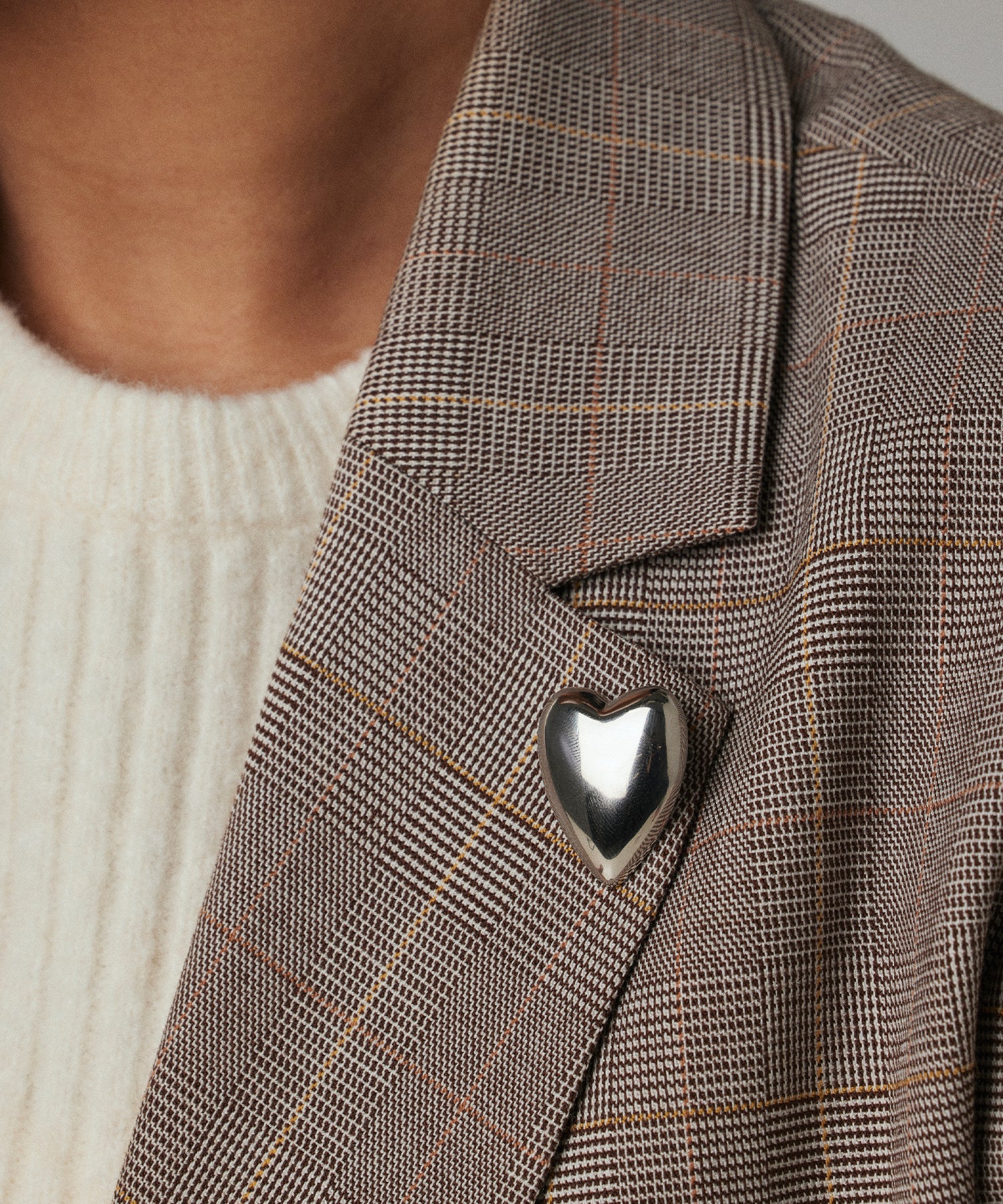 シルバー ハートブローチ 金属アレルギー対応 サージカルステンレス