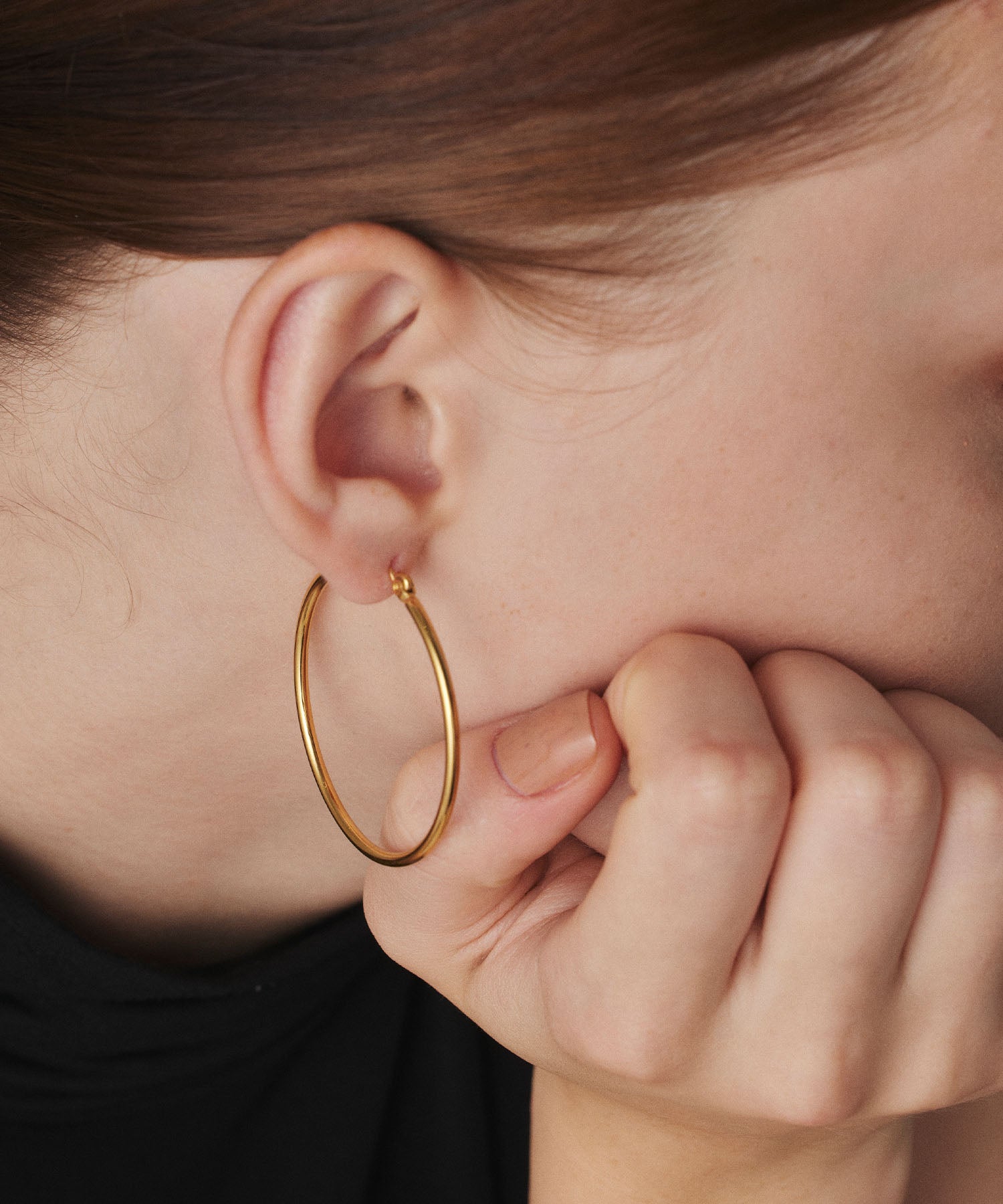 ゴールド ループピアス40mm 金属アレルギー対応 サージカルステンレス