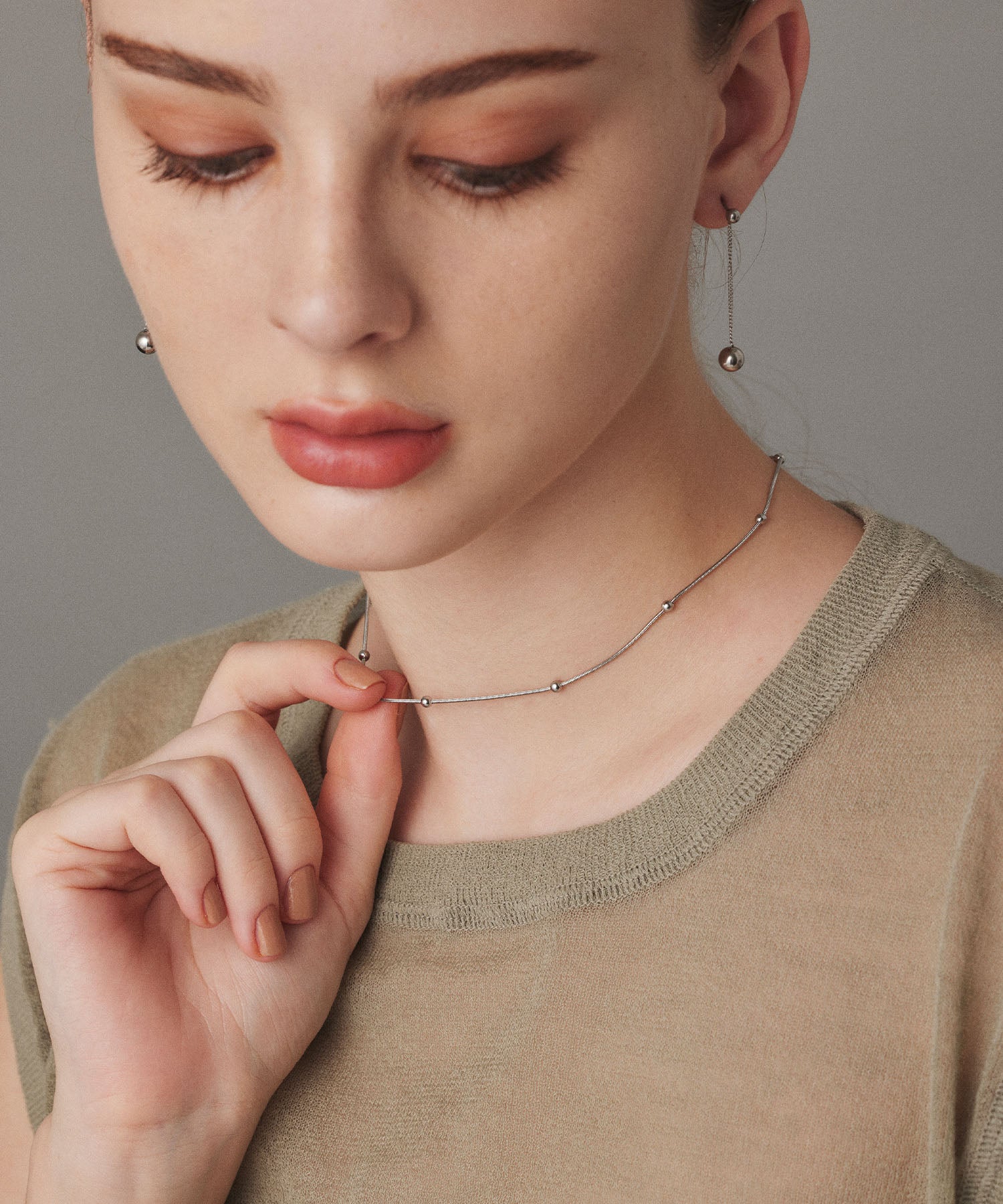 シルバー ドットボールネックレス 金属アレルギー対応 サージカルステンレス