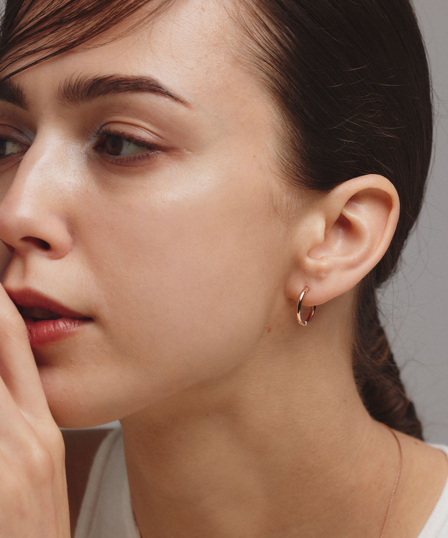 ピンクゴールド ワンタッチループピアス16mm 金属アレルギー対応 サージカルステンレス