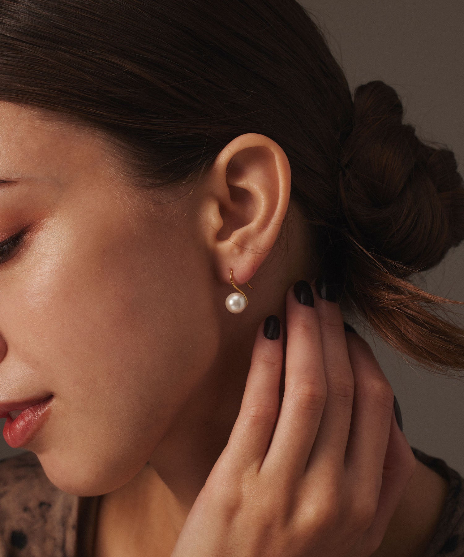 ゴールド パールフレンチピアス 金属アレルギー対応 サージカルステンレス