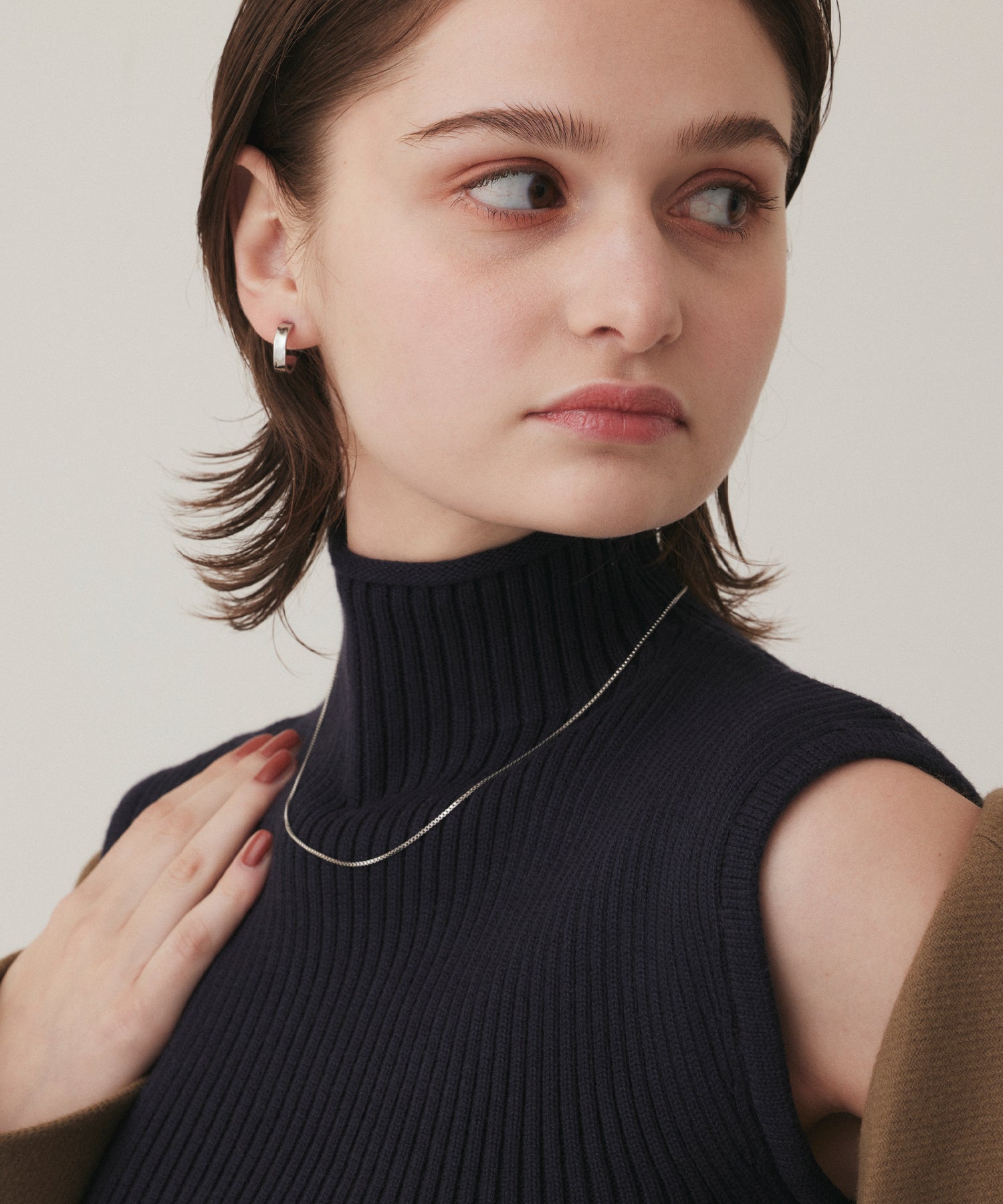 シルバー スリムチェーンチョーカー/45cm 金属アレルギー対応 サージカルステンレス