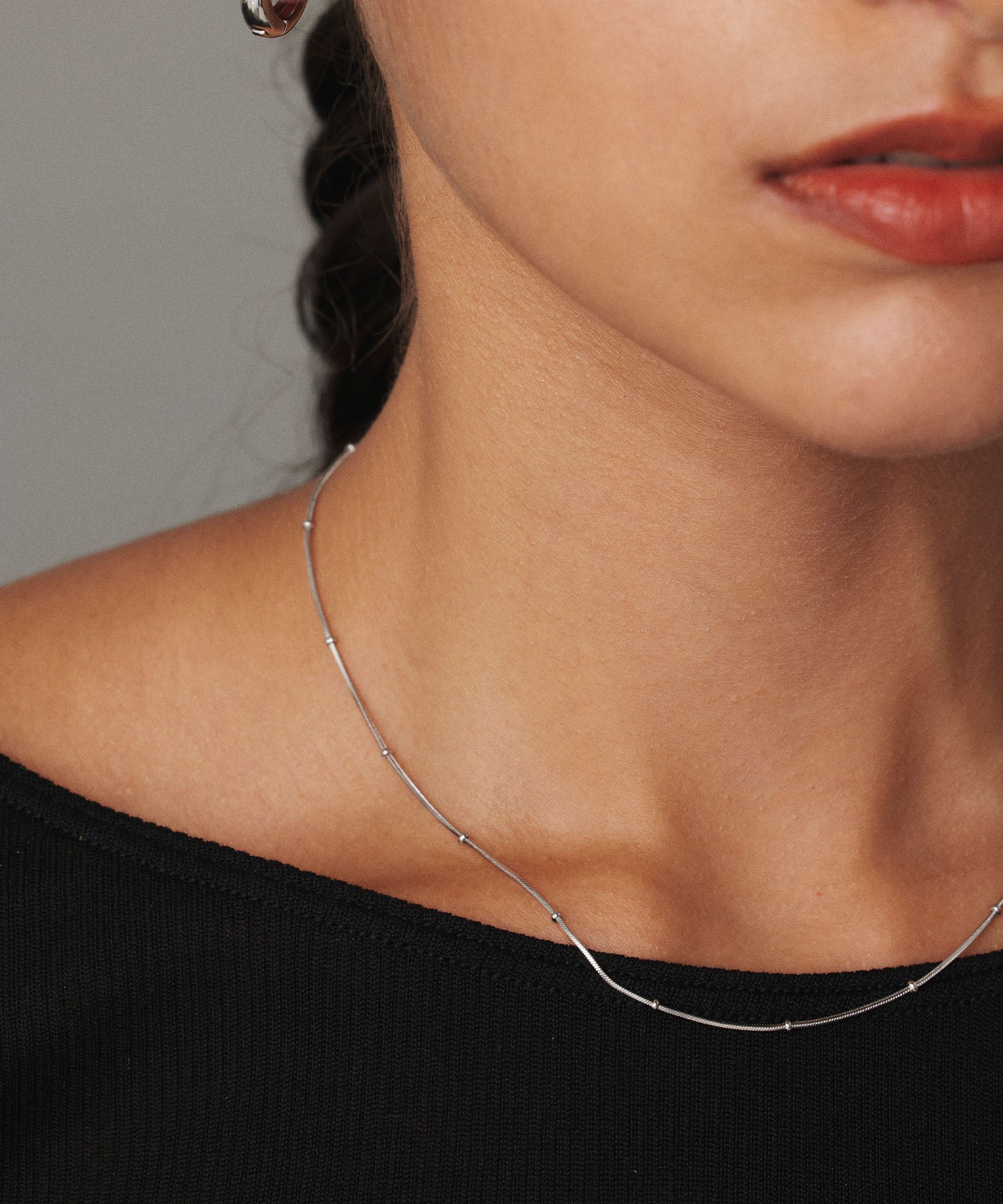 シルバー ポイントドットネックレス 金属アレルギー対応 サージカルステンレス