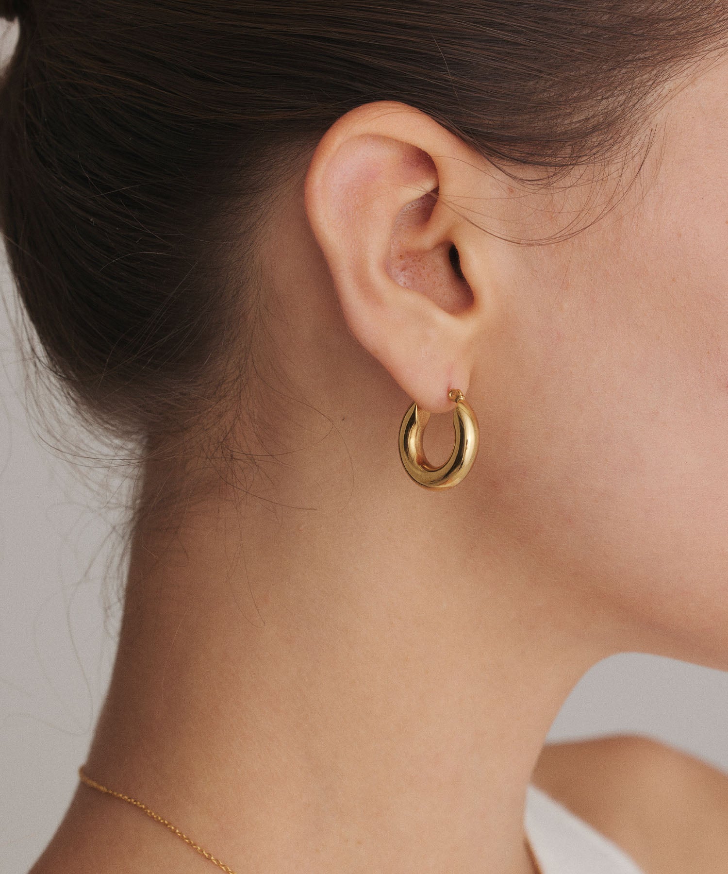 ゴールド シンプルフープピアス 金属アレルギー対応 サージカルステンレス