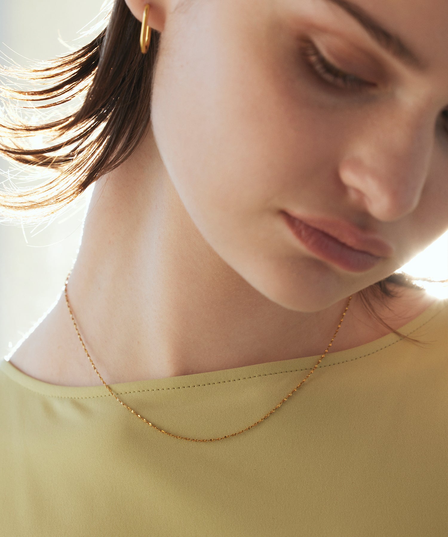 ゴールド リーフスライドチェーンネックレス 金属アレルギー対応 サージカルステンレス