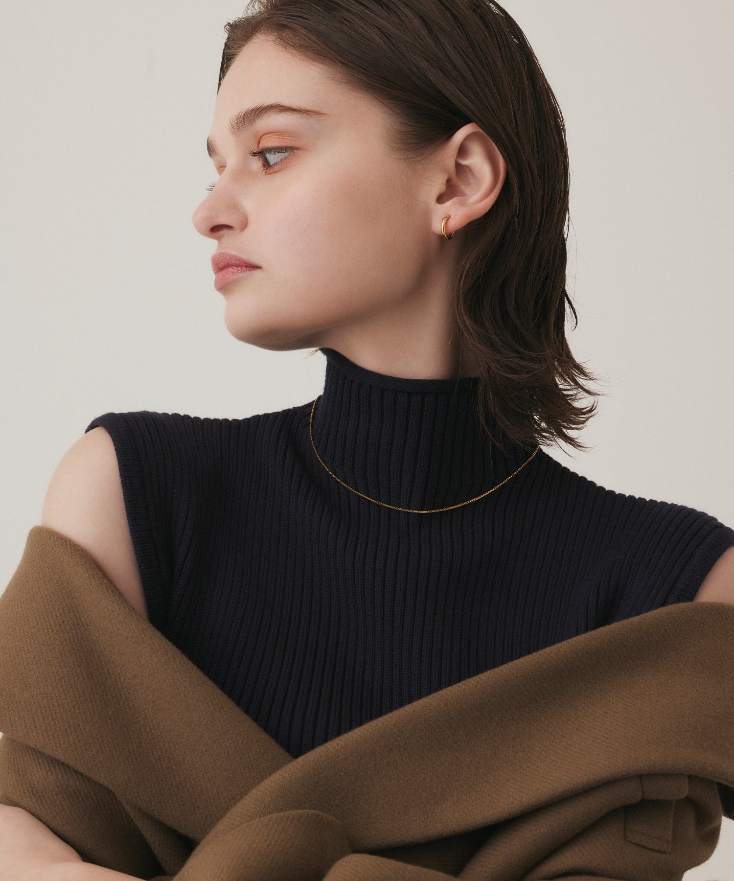 ゴールド スリムチェーンチョーカー/39cm 金属アレルギー対応 サージカルステンレス