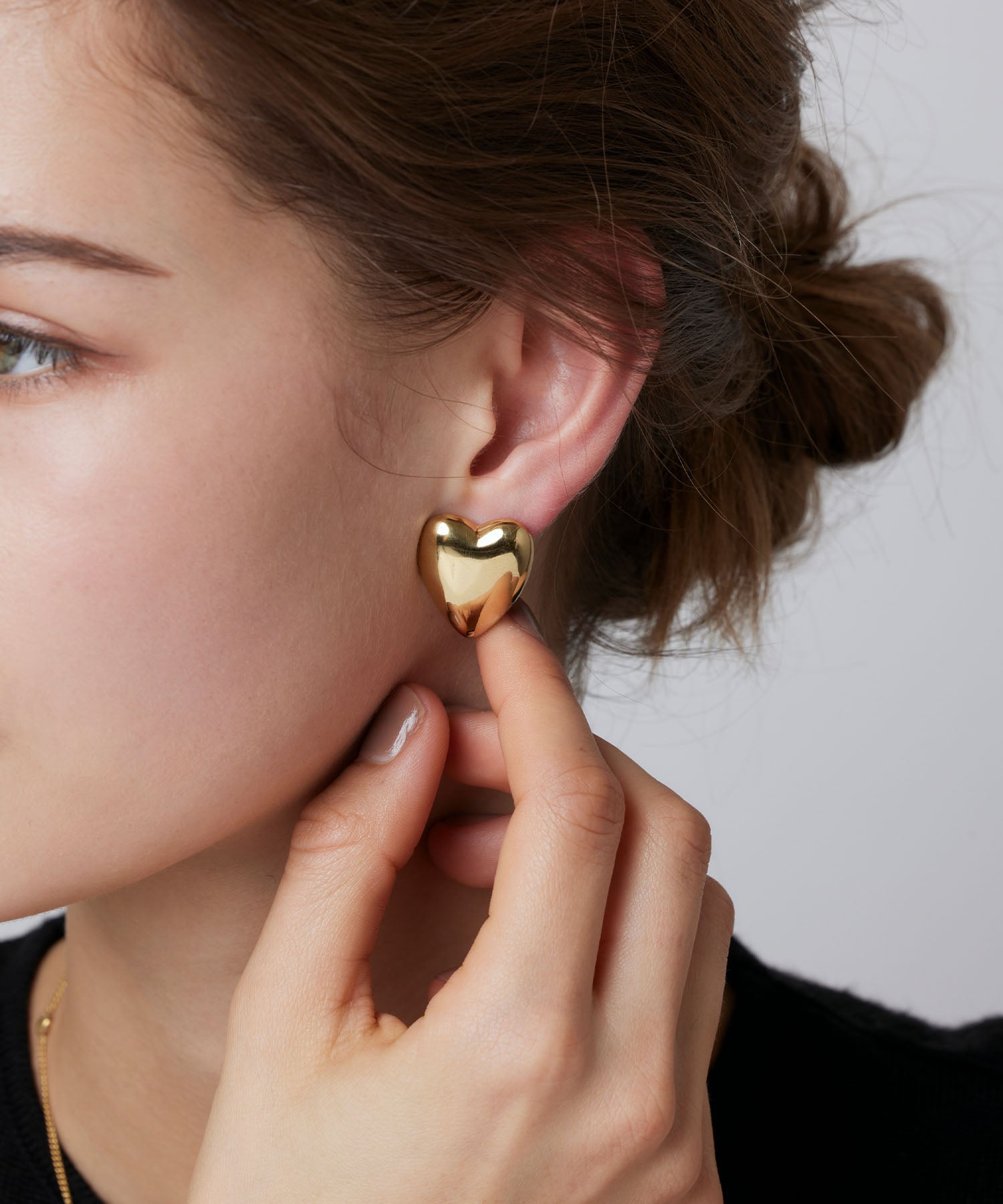 ゴールド ビッグハートイヤリング 金属アレルギー対応 サージカルステンレス
