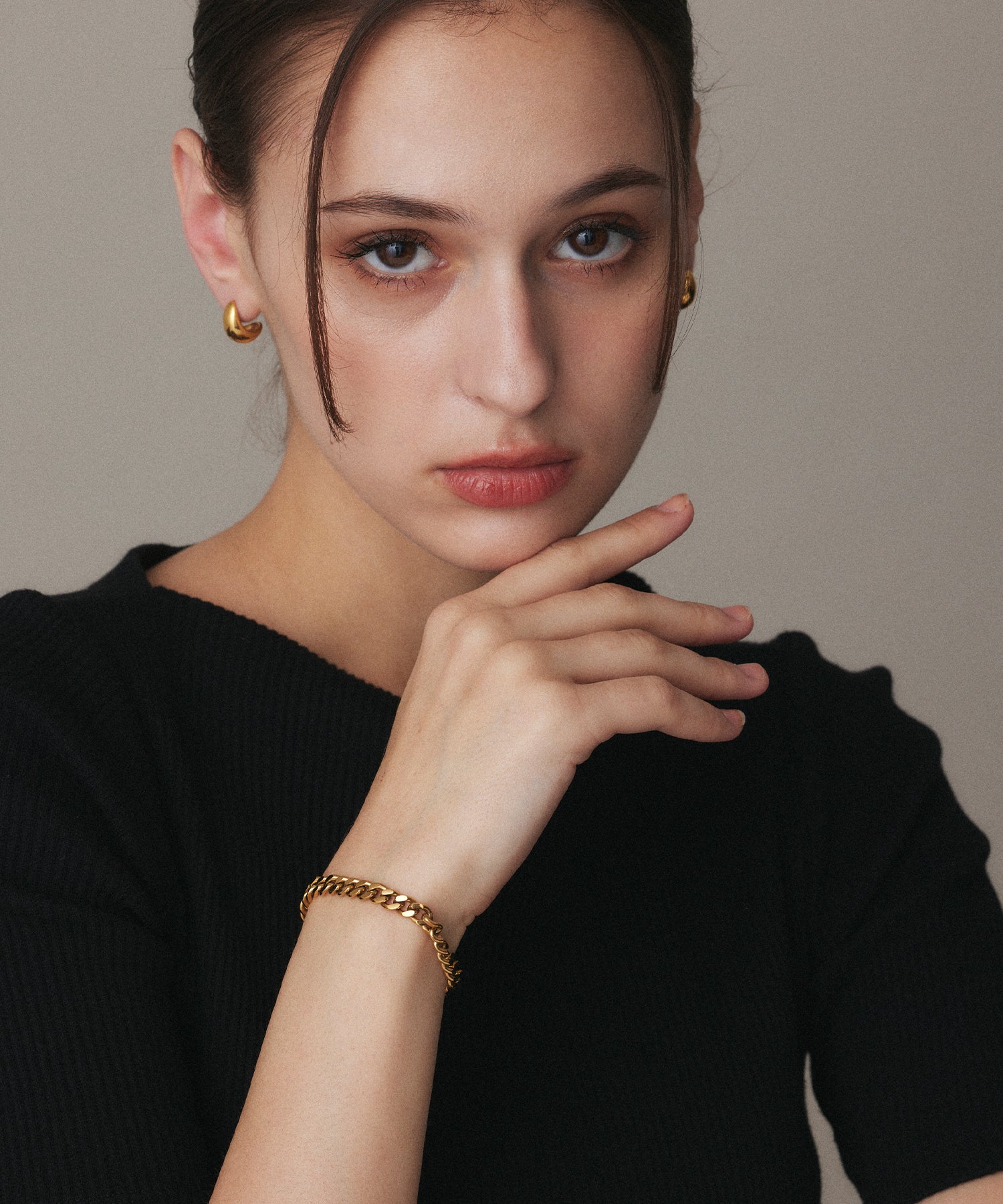 ゴールド チェーンブレスレット/6mm 金属アレルギー対応 サージカルステンレス