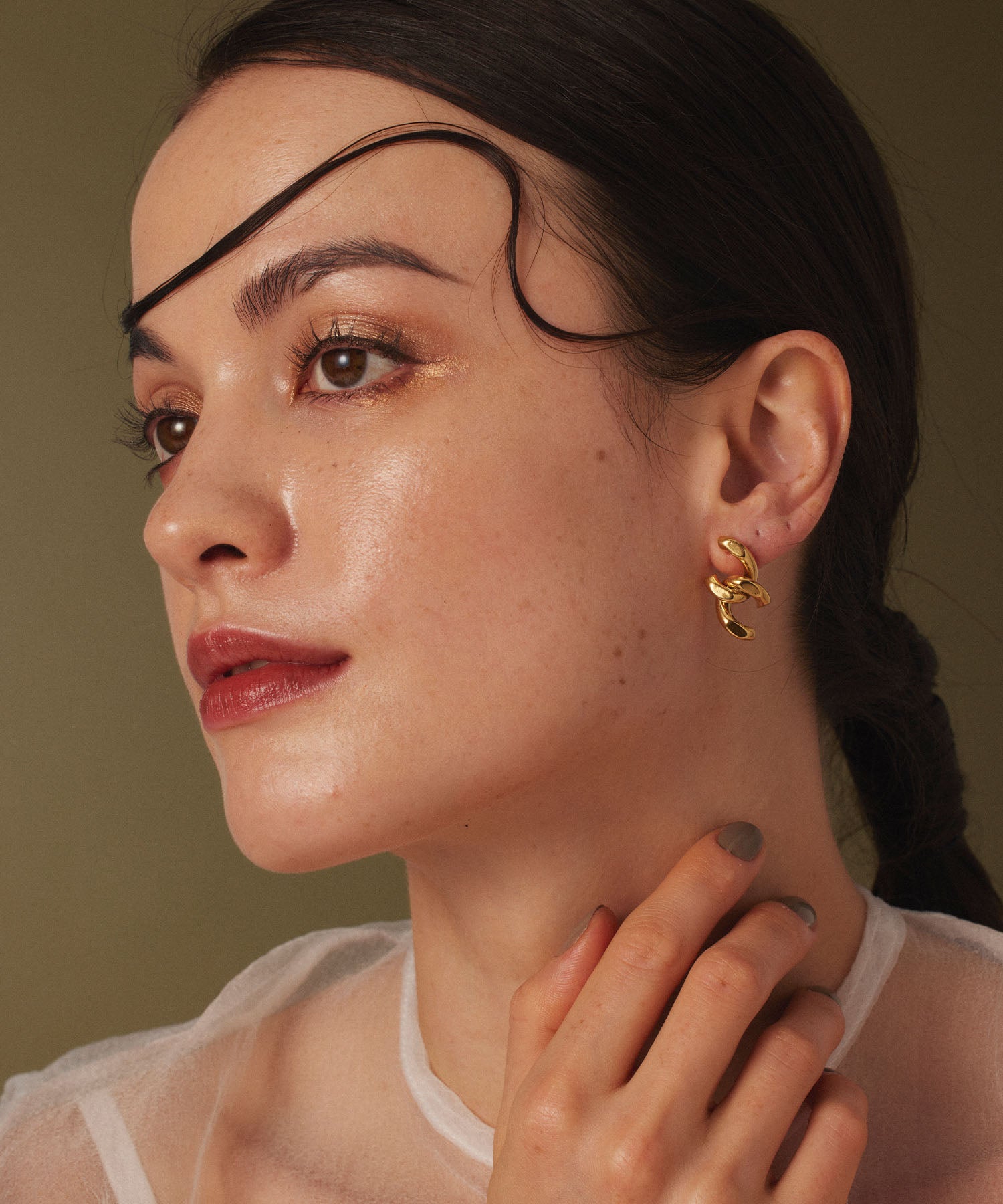 ゴールド チェーンクロスピアス 金属アレルギー対応 サージカルステンレス