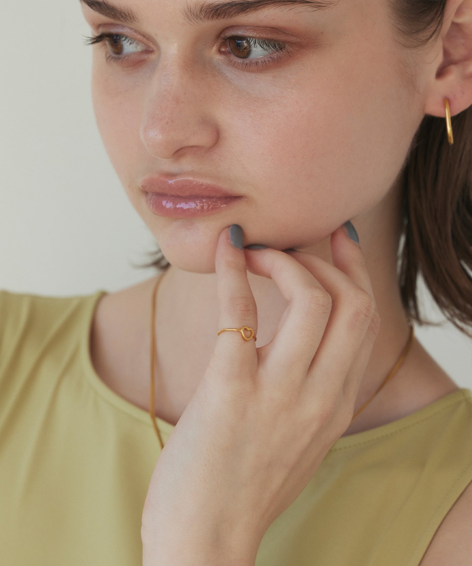 ゴールド ハートピンキーリング 金属アレルギー対応 サージカルステンレス