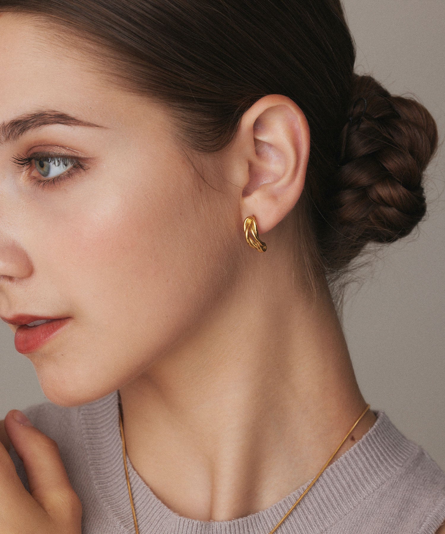 ゴールド ニットピアス 金属アレルギー対応 サージカルステンレス