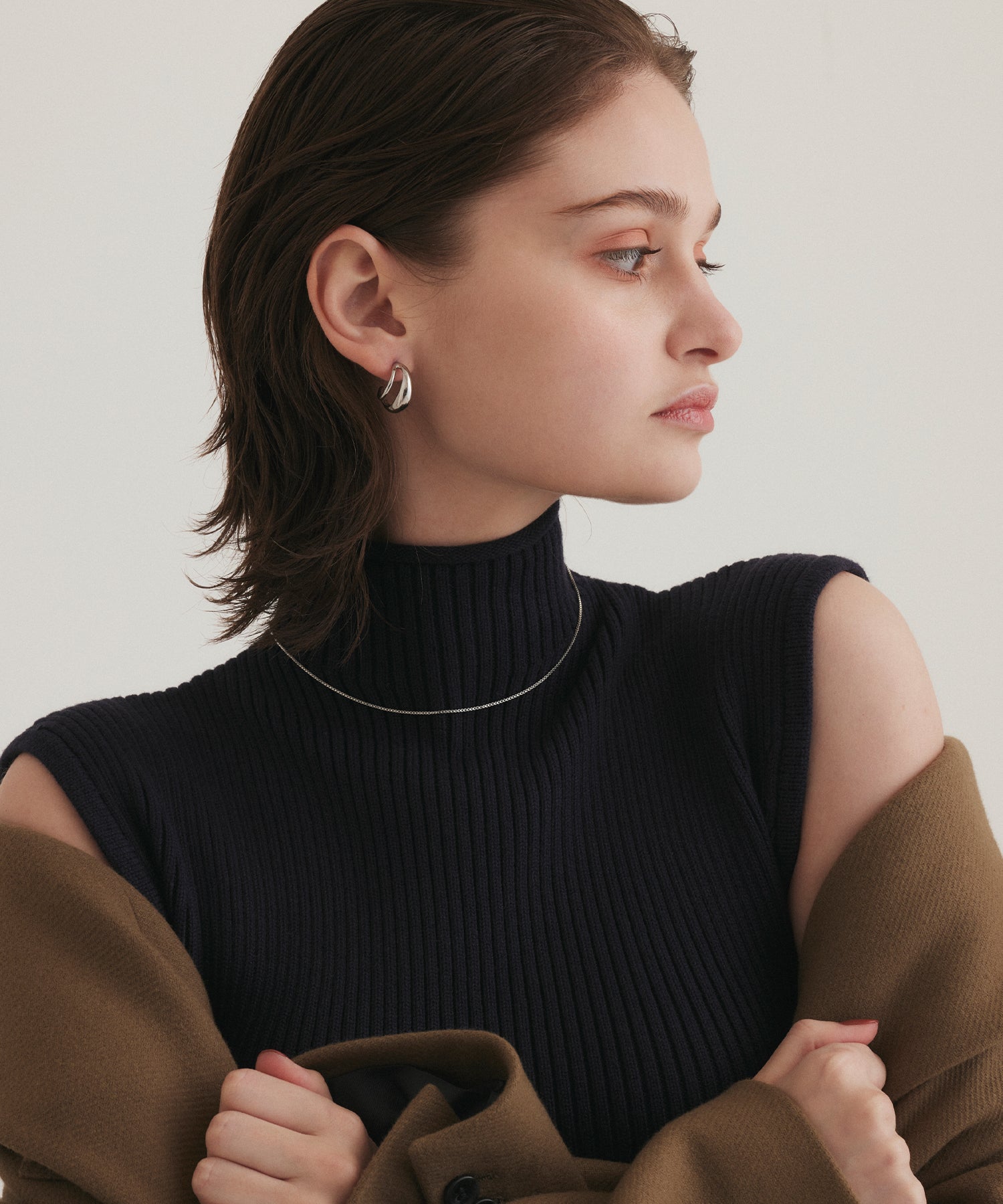 シルバー スリムチェーンチョーカー/39cm 金属アレルギー対応 サージカルステンレス