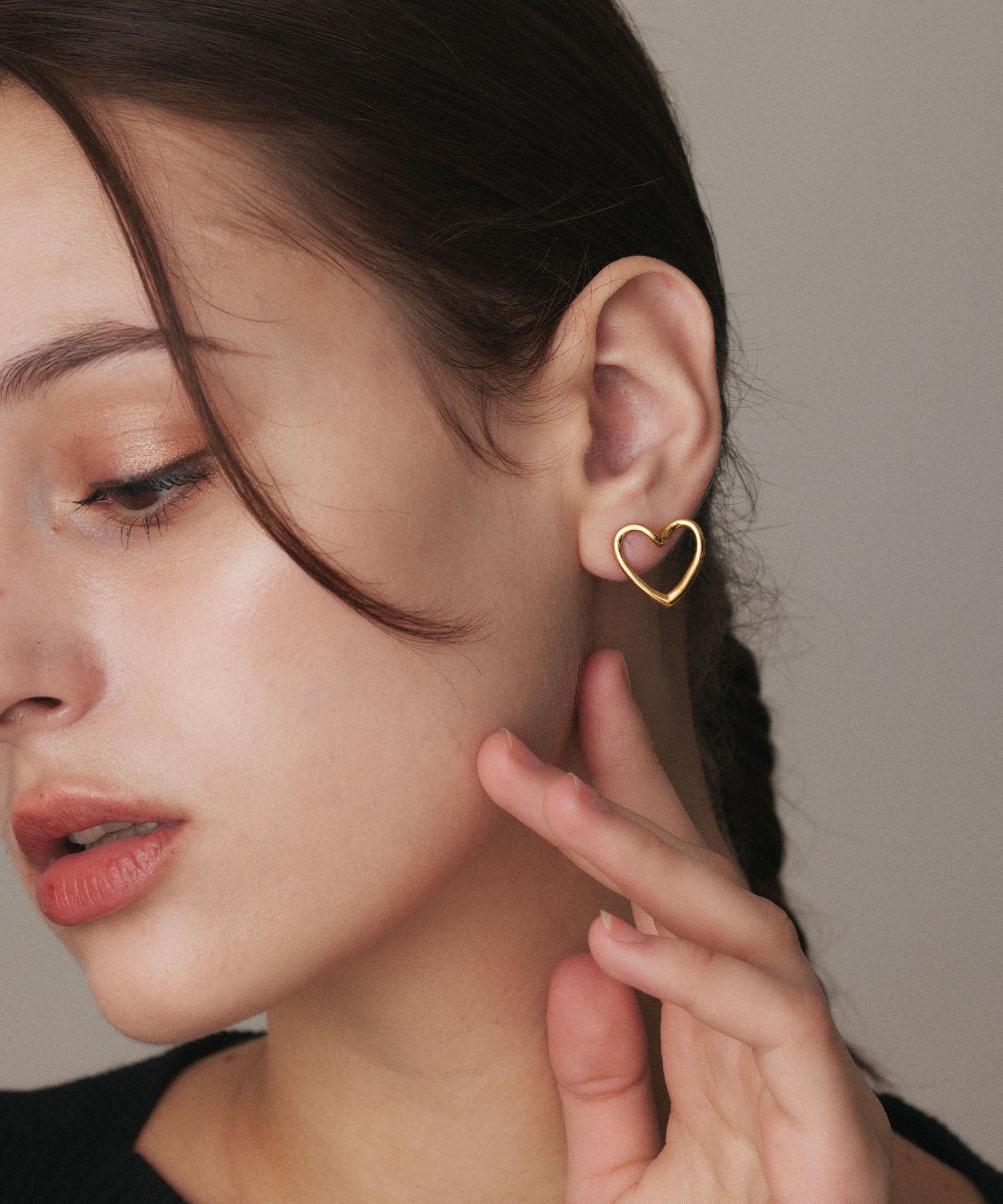 ゴールド オープンハートピアス 金属アレルギー対応 サージカルステンレス