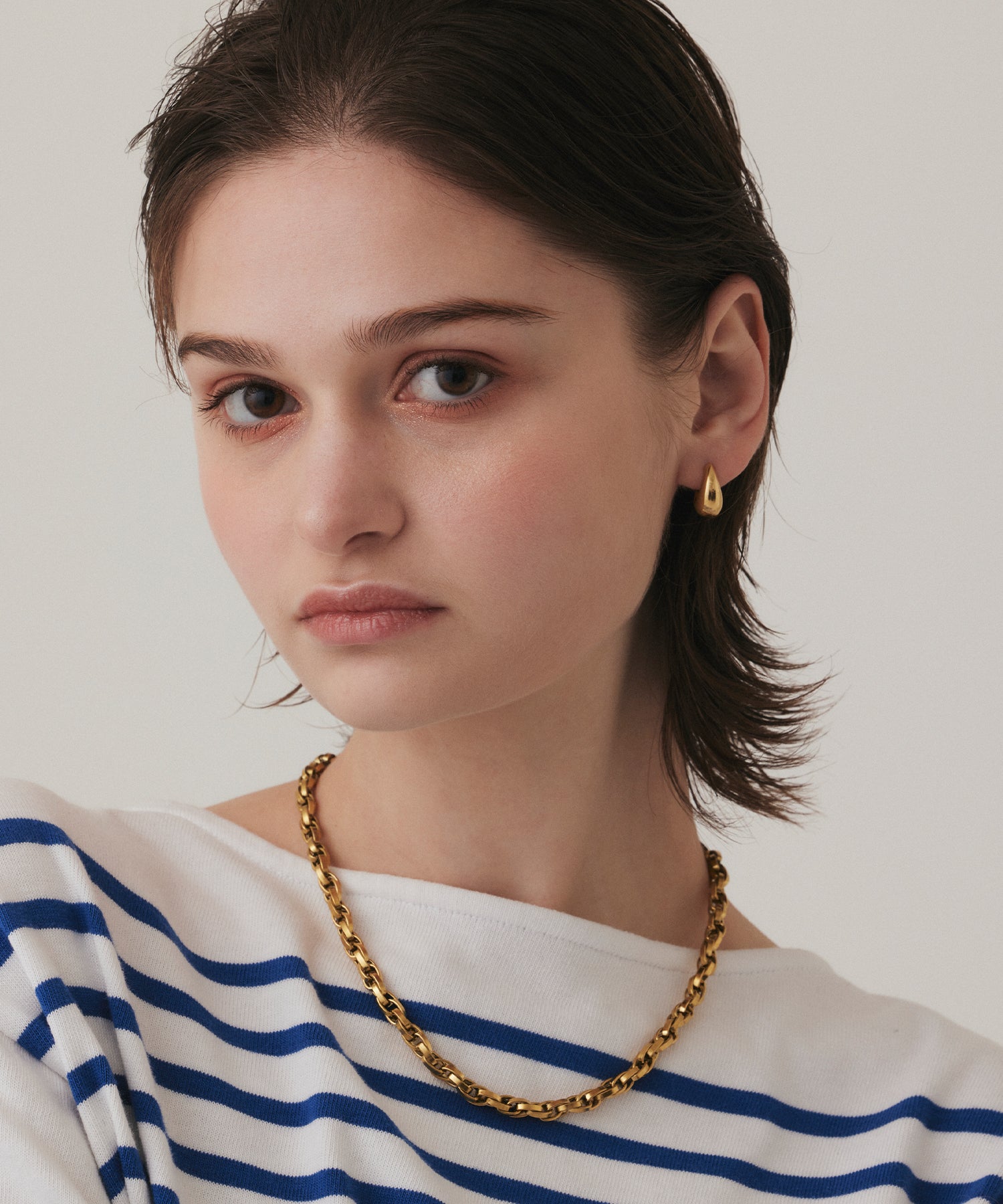 ゴールド ドロップレットピアス 金属アレルギー対応 サージカルステンレス