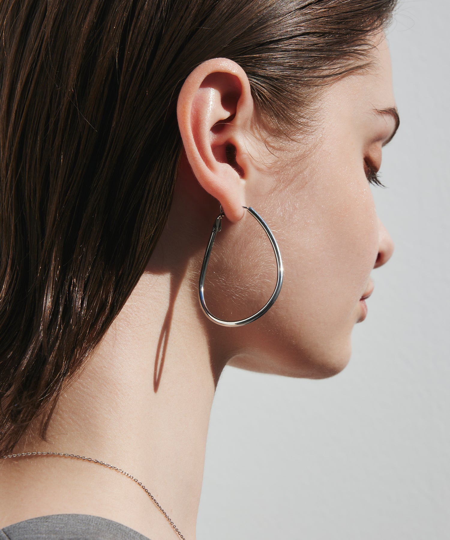 シルバー ビッグドロップピアス 金属アレルギー対応 サージカルステンレス