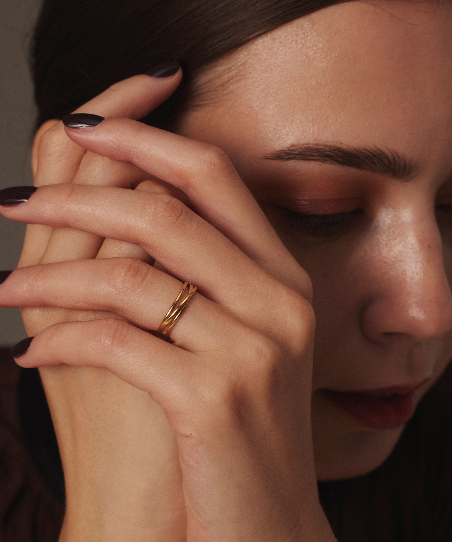 ゴールド アシンメトリーリング 金属アレルギー対応 サージカルステンレス