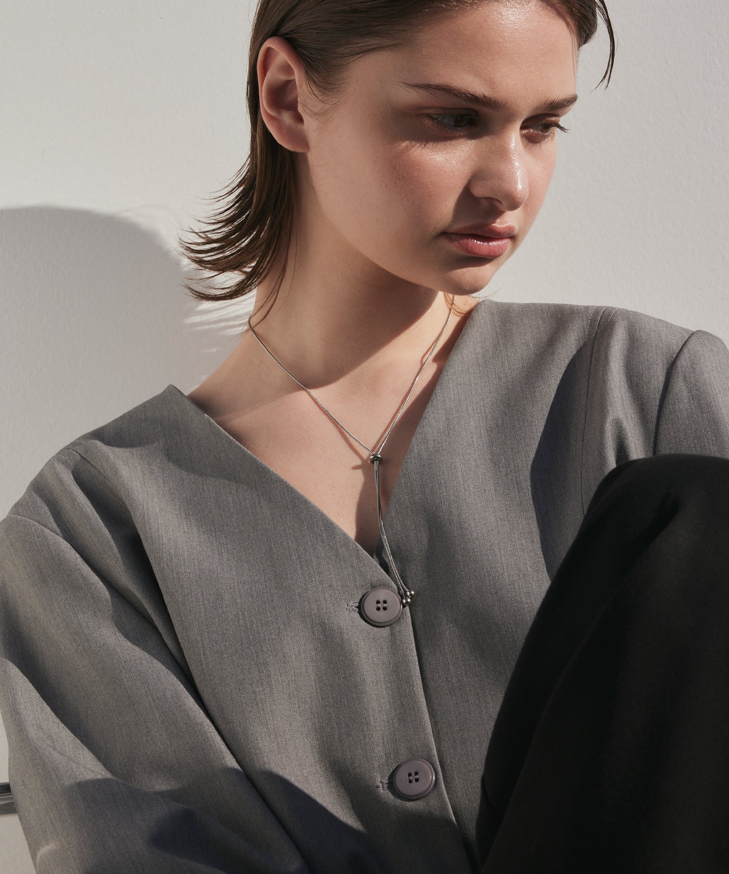 シルバー ドットロングネックレス 金属アレルギー対応 サージカルステンレス