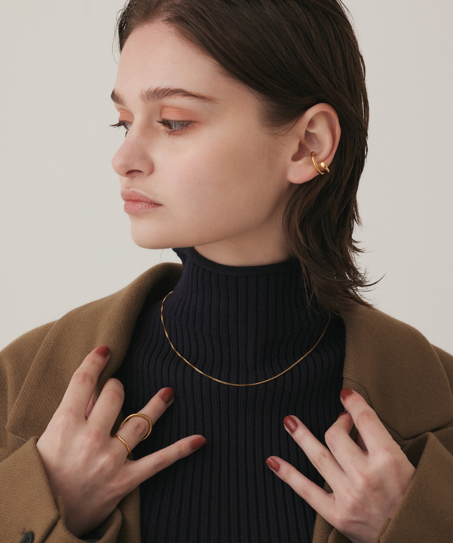 ゴールド スリムチェーンチョーカー/45cm 金属アレルギー対応 サージカルステンレス