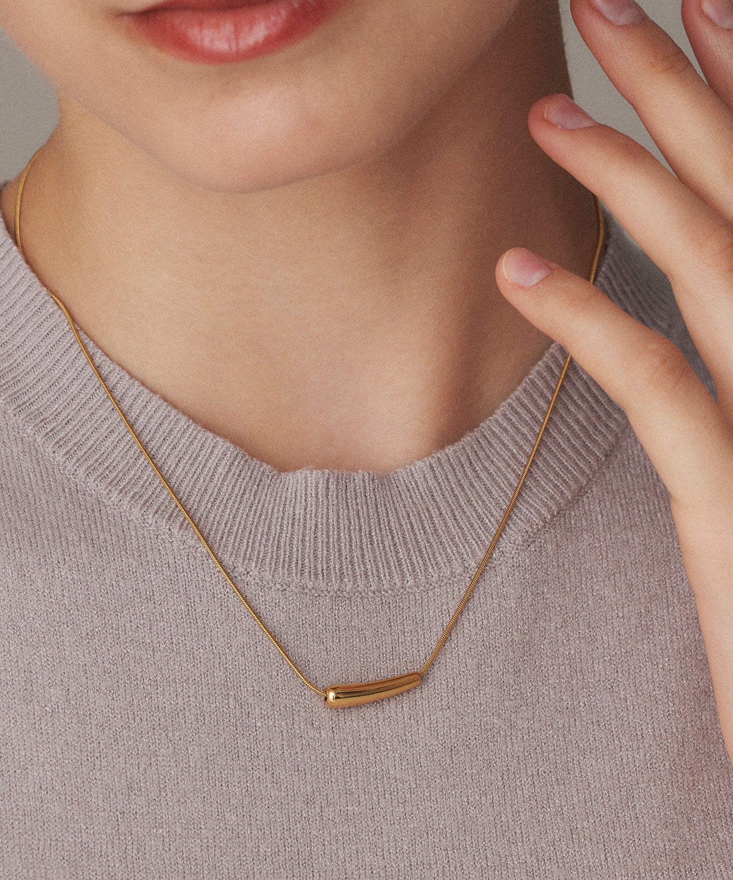 ゴールド スティックトップネックレス 金属アレルギー対応 サージカルステンレス