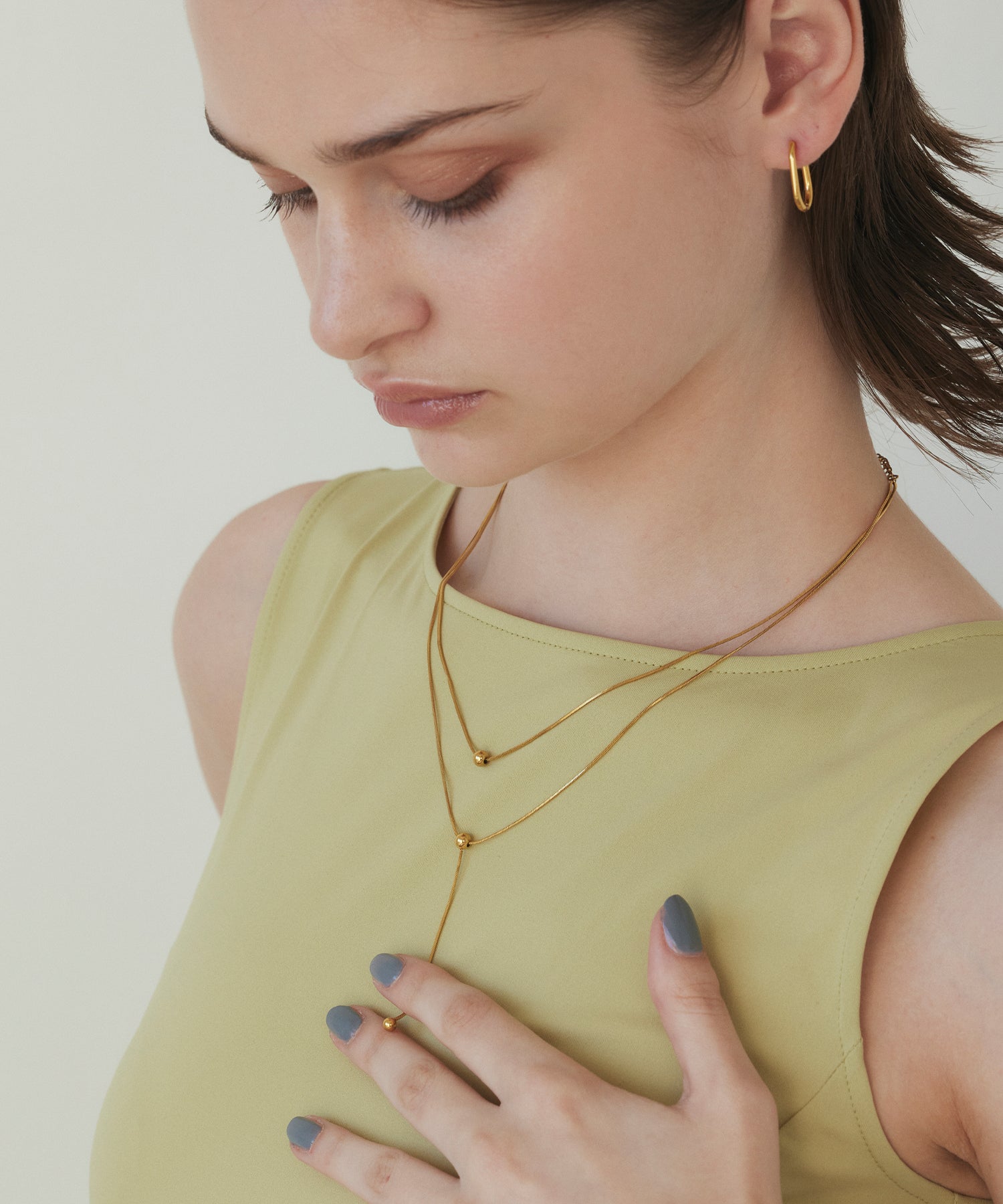 ゴールド トリプルボールネックレス 金属アレルギー対応 サージカルステンレス