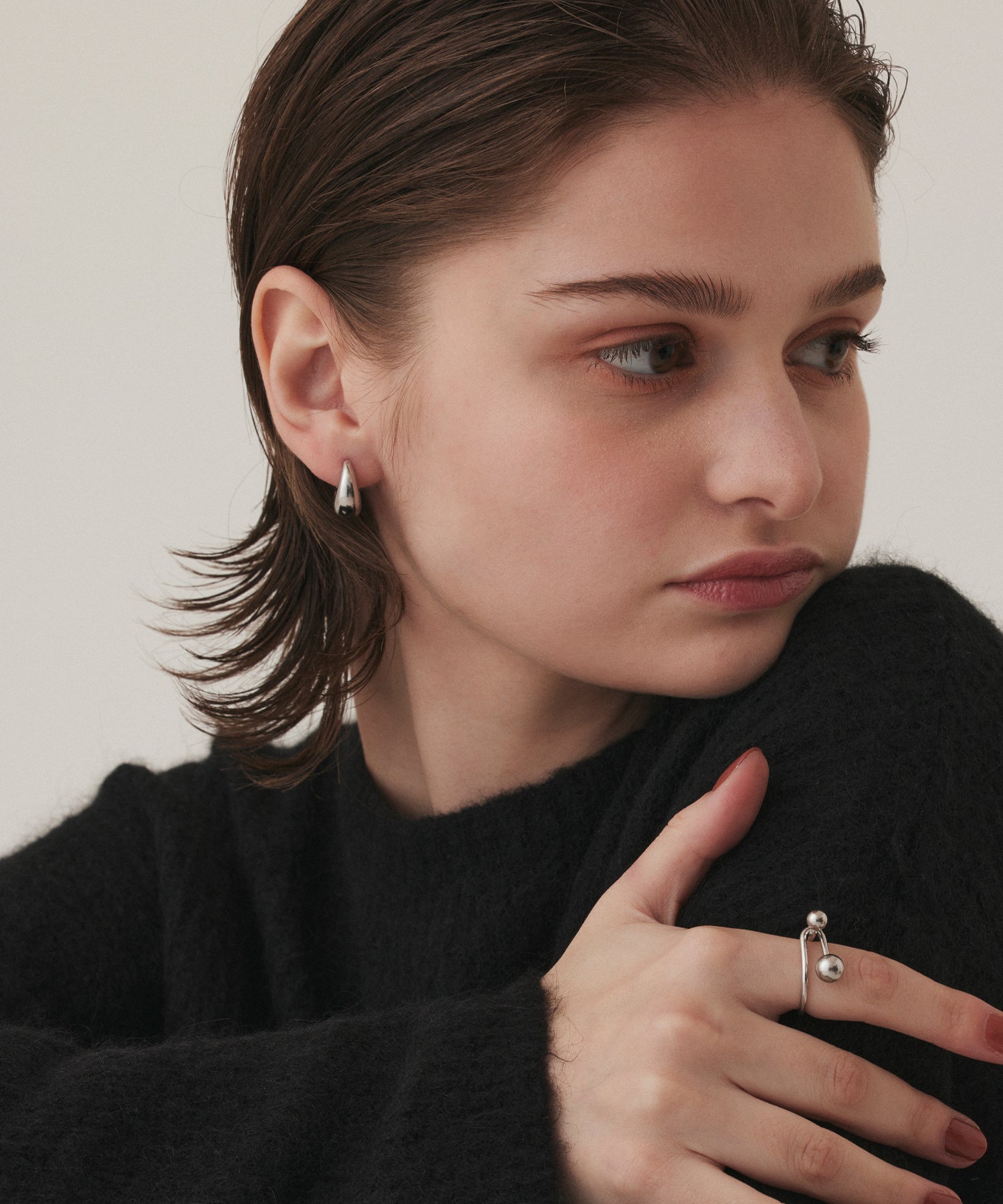 シルバー ドロップレットピアス 金属アレルギー対応 サージカルステンレス