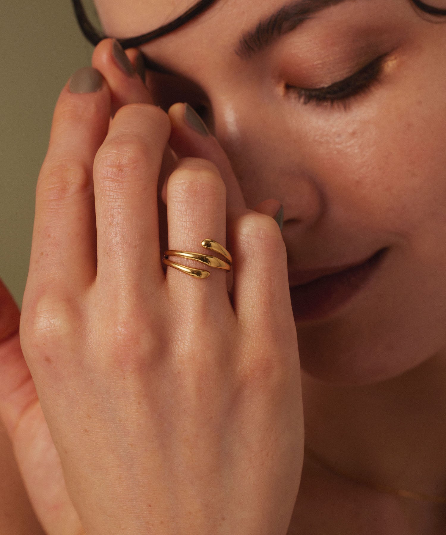 ゴールド トリプルラップリング 金属アレルギー対応 サージカルステンレス