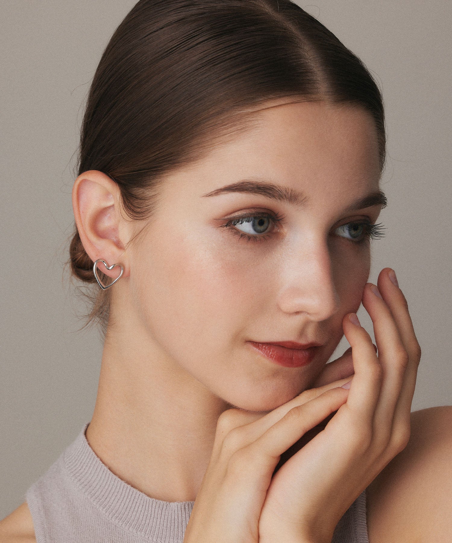 シルバー オープンハートピアス 金属アレルギー対応 サージカルステンレス